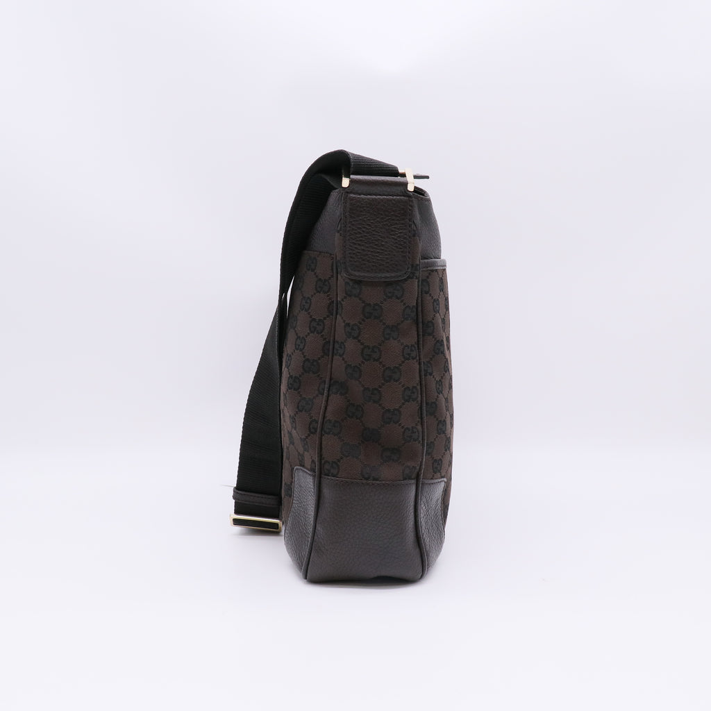GG Monogram Canvas Leather Messenger Bag B23064