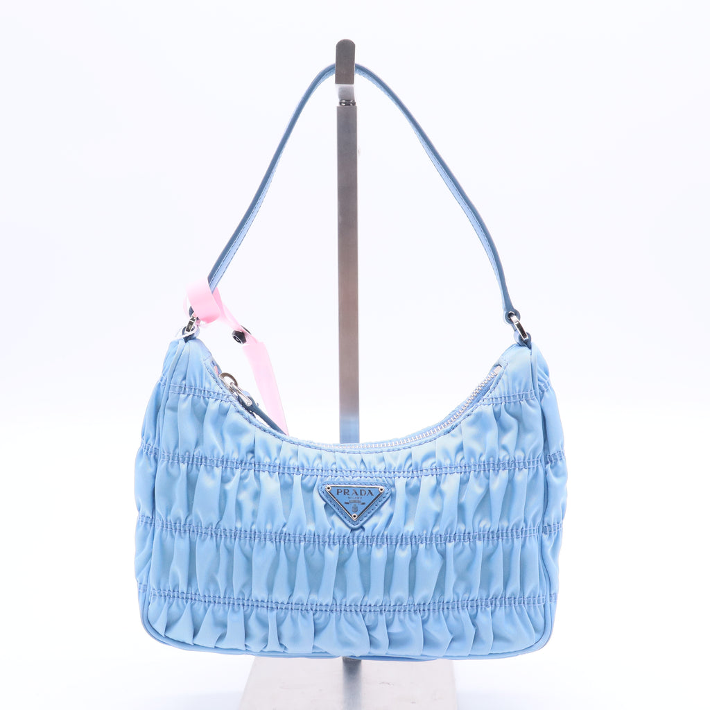 Prada Tessuto Nylon Gaufre Shoulder Bag Light BlueLDJ2665 twins