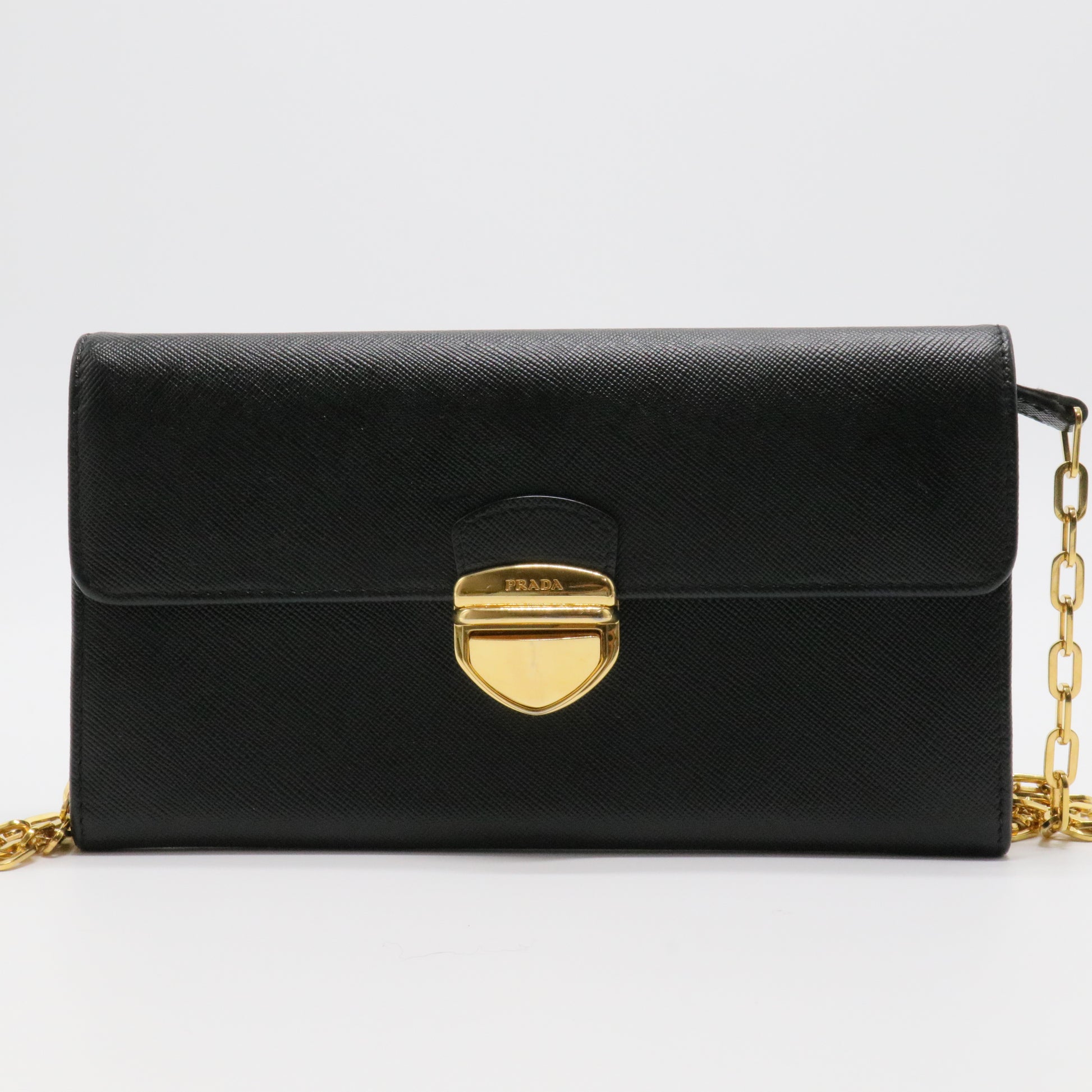 Saffiano Chain Wallet Black
