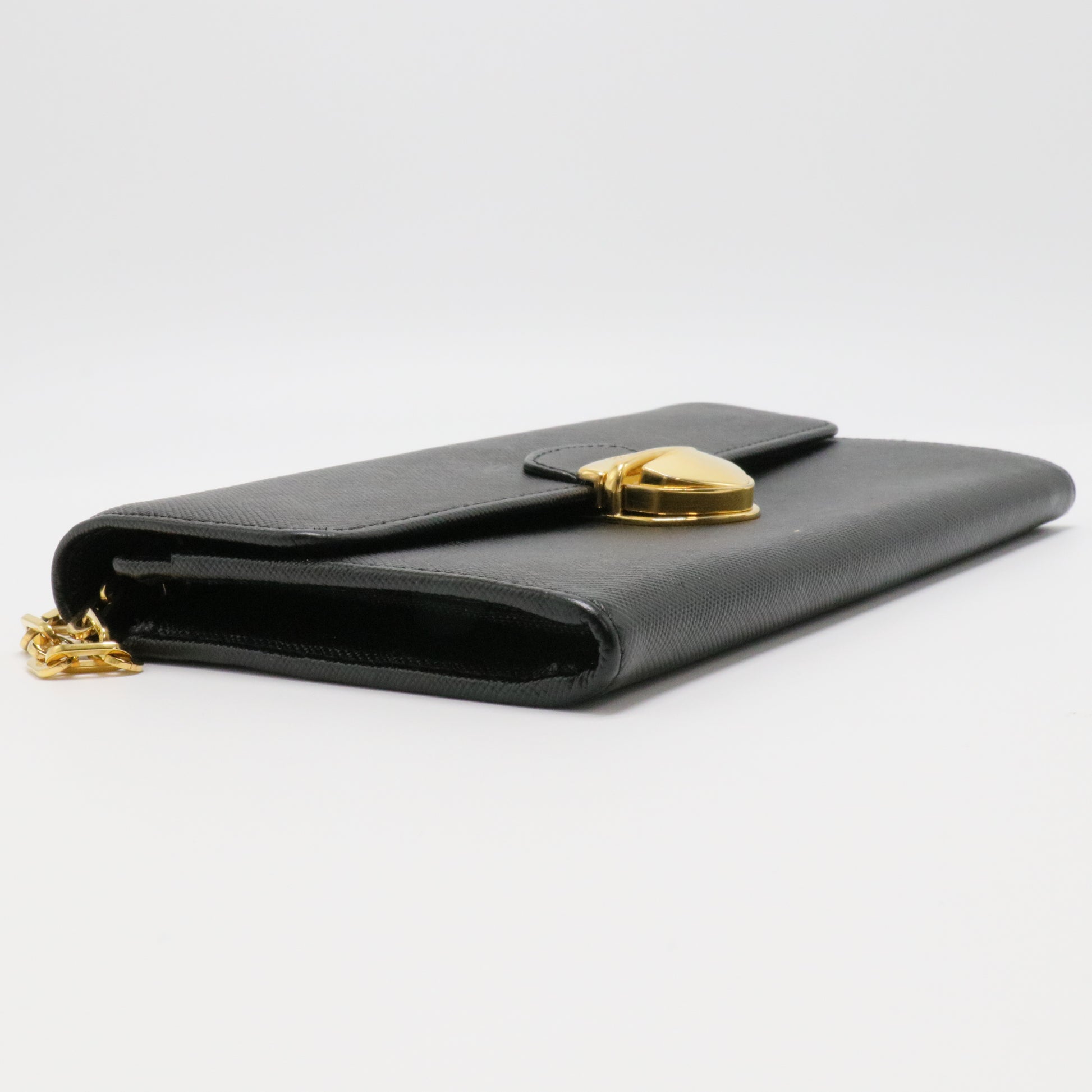 Saffiano Chain Wallet Black