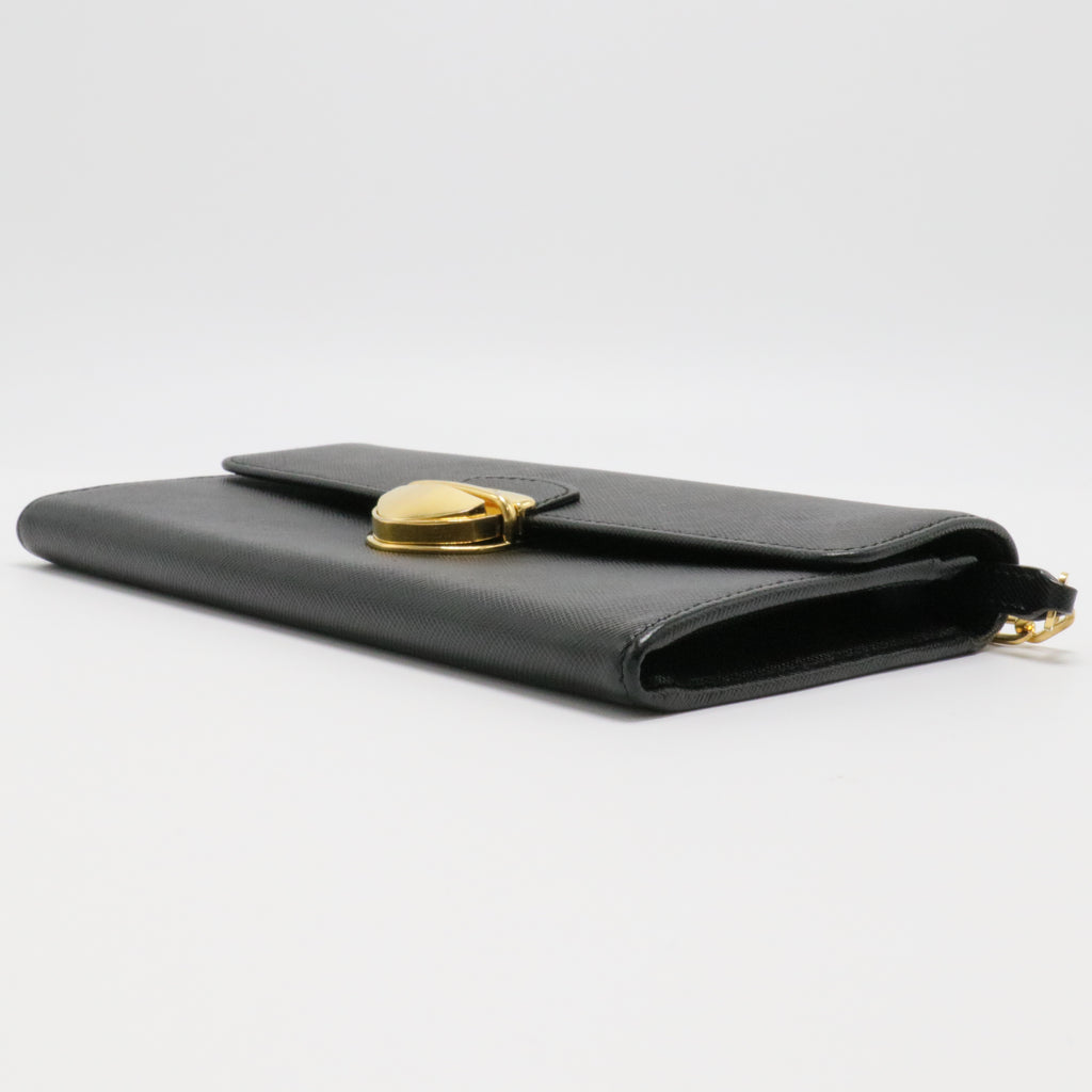 Saffiano Chain Wallet Black