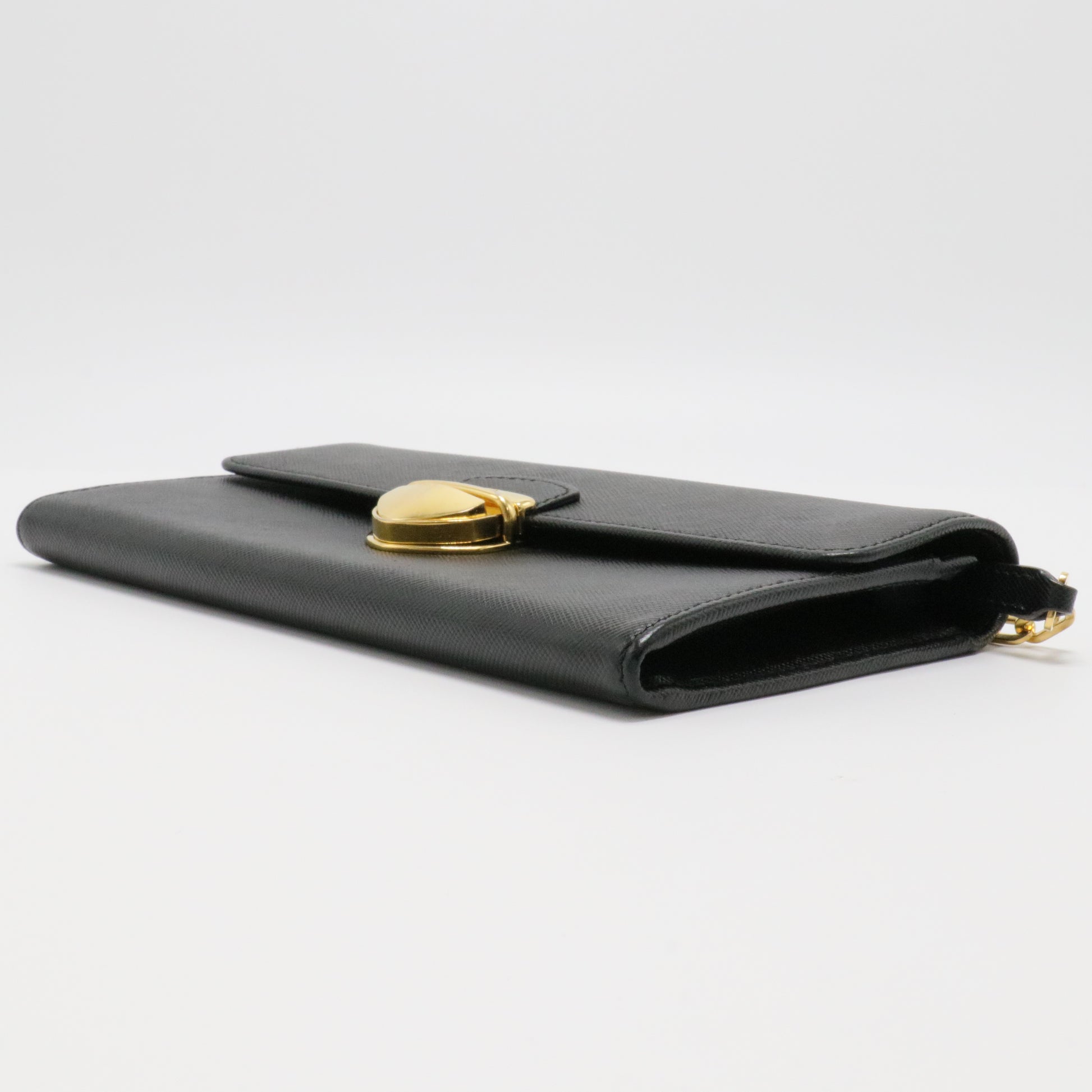 Saffiano Chain Wallet Black