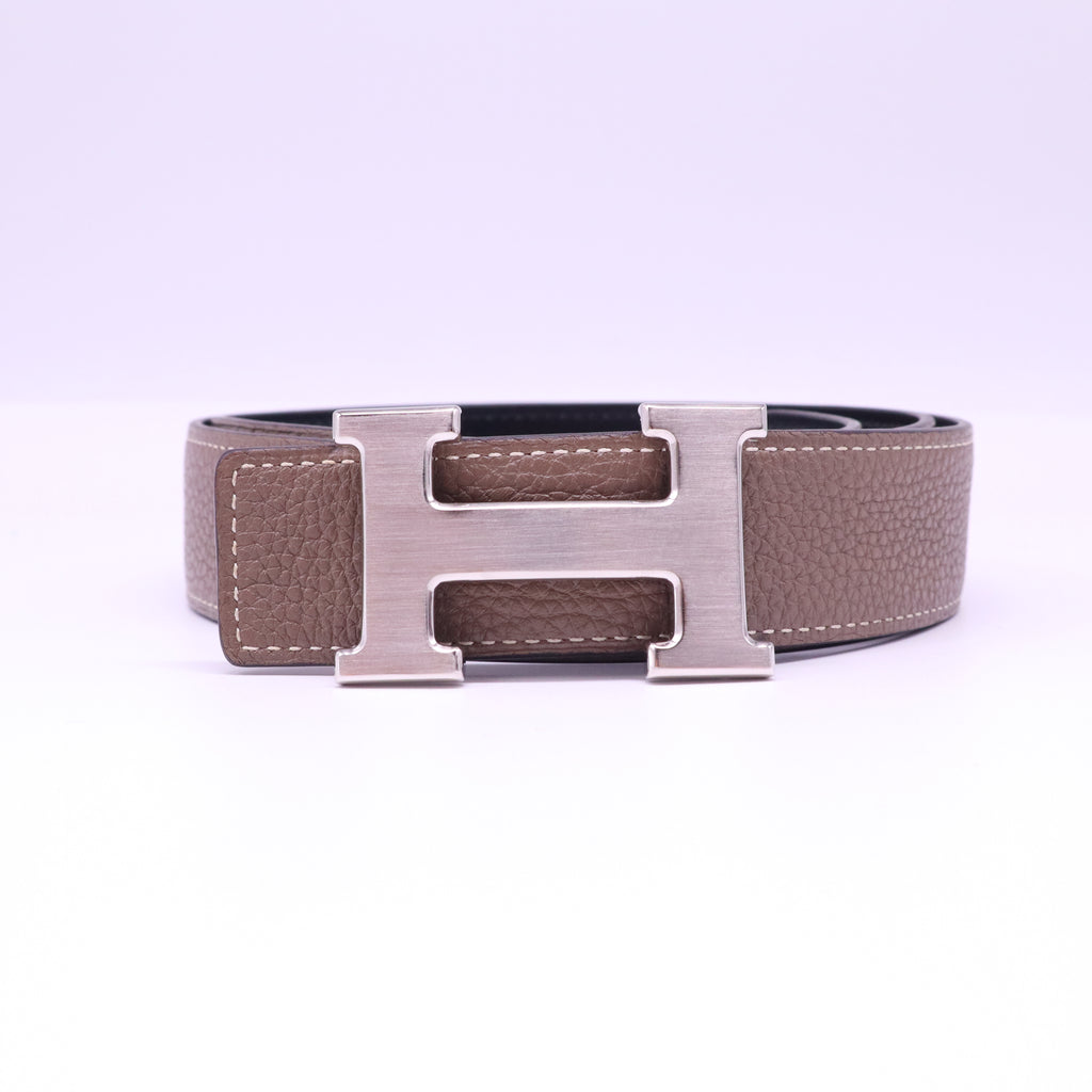 Hermes Togo Black Box Reversible H Belt W21006