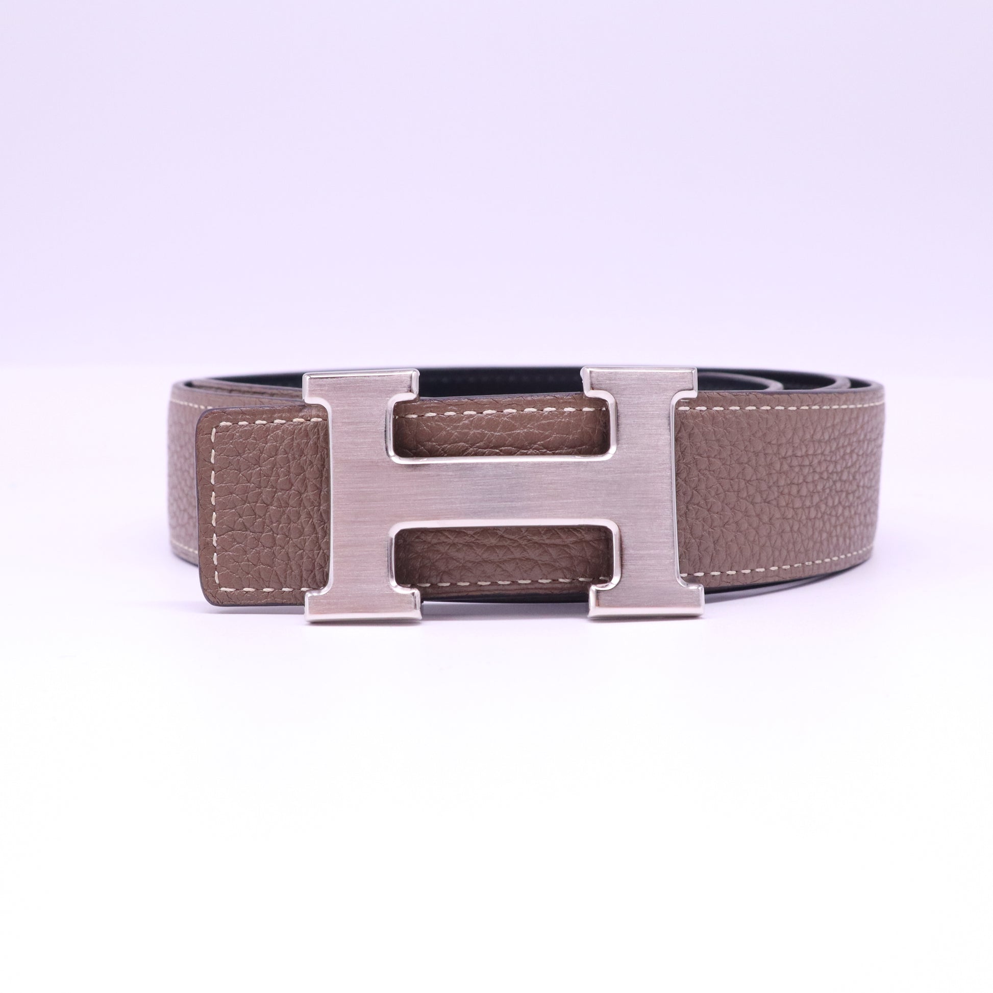 Hermes Togo Black Box Reversible H Belt W21006