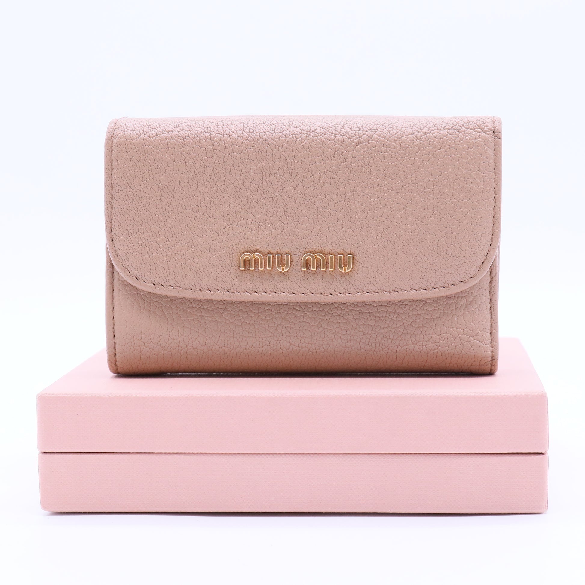 Pink Madras Leather Compact Wallet