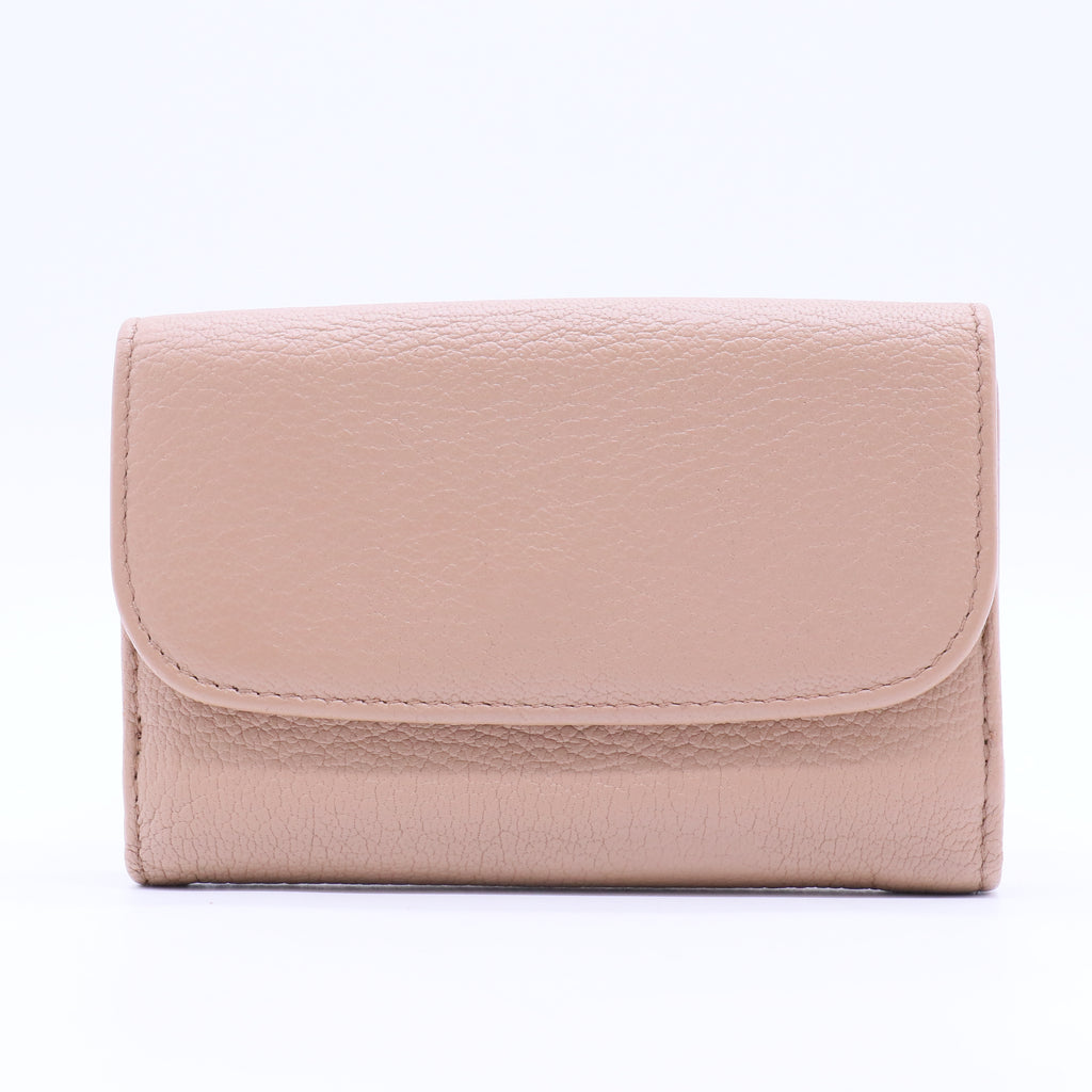 Pink Madras Leather Compact Wallet