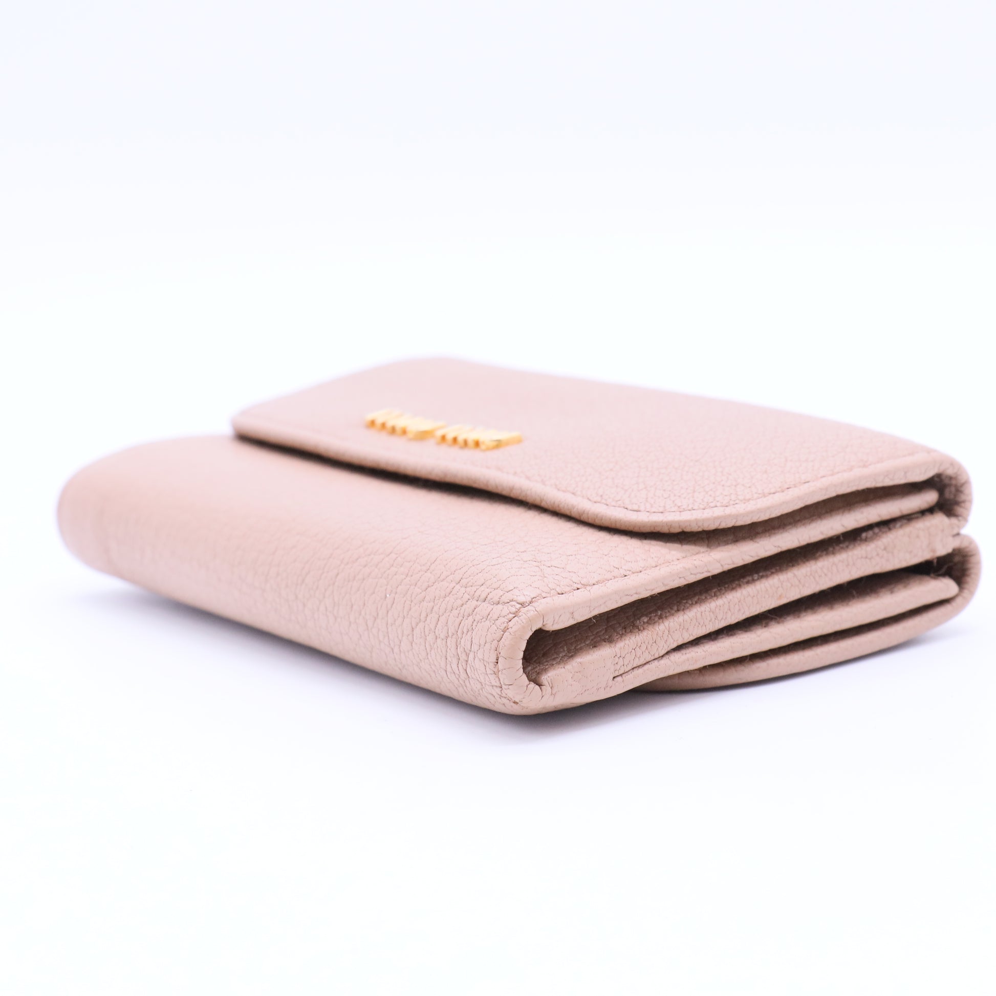 Pink Madras Leather Compact Wallet