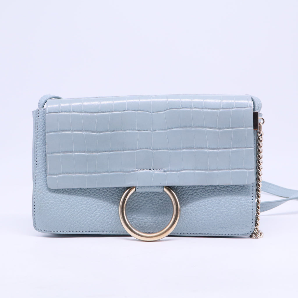 Faye Shoulder Bag Crocodile Embossed Leather Small B20822