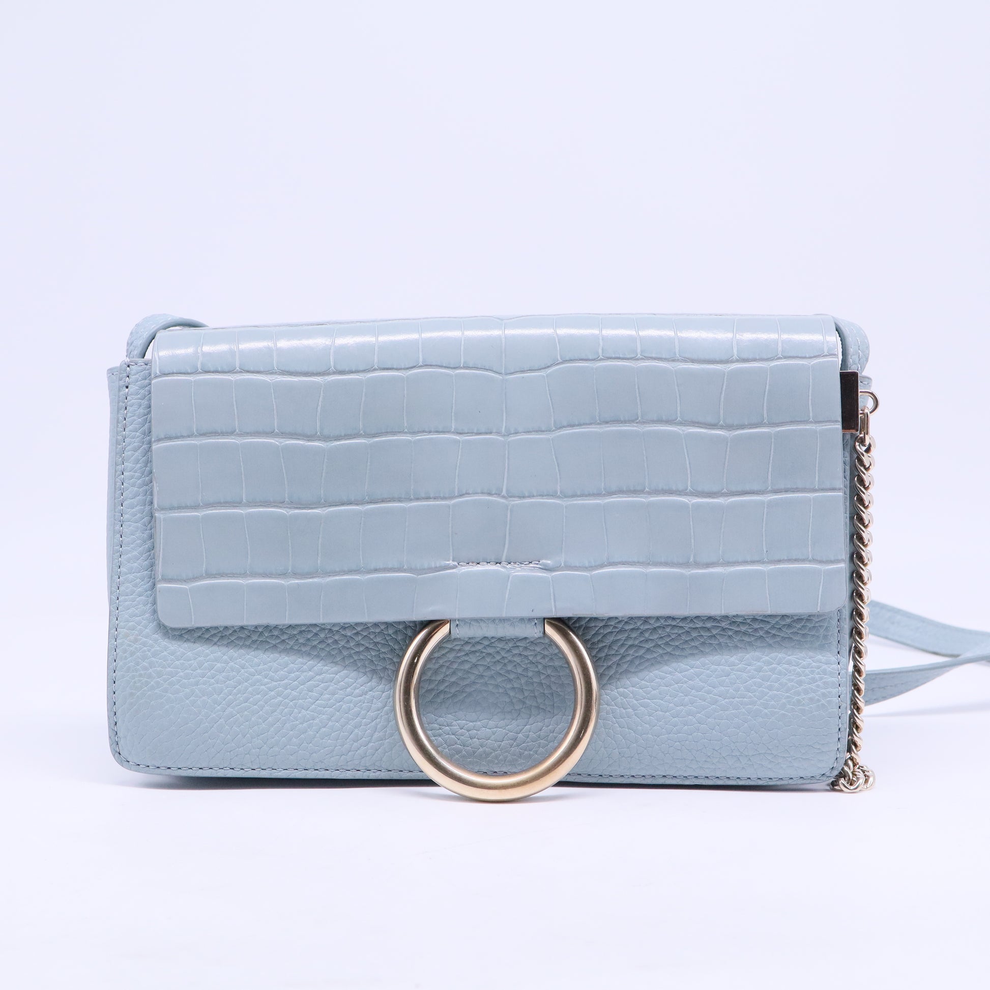 Faye Shoulder Bag Crocodile Embossed Leather Small B20822