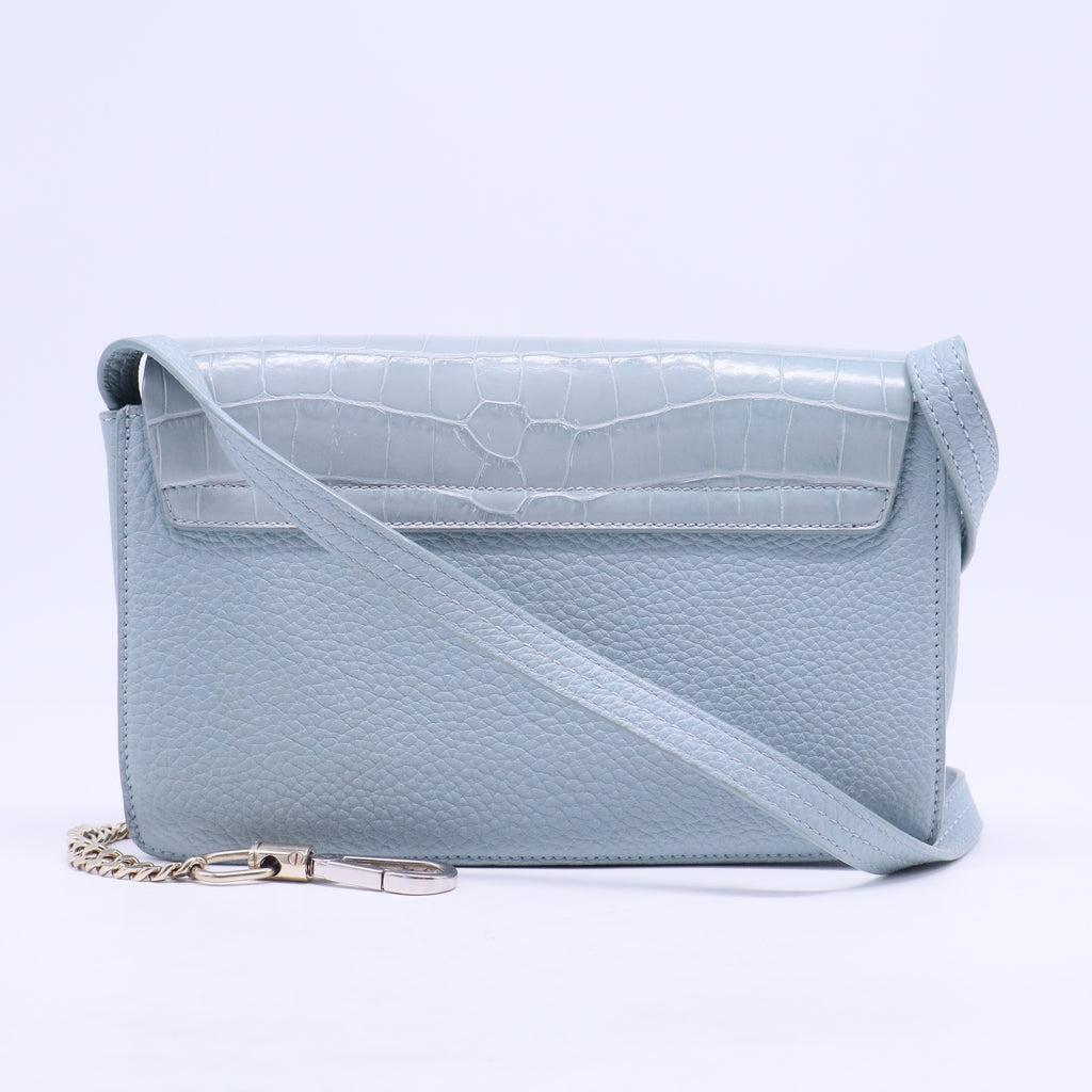 Faye Shoulder Bag Crocodile Embossed Leather Small B20822