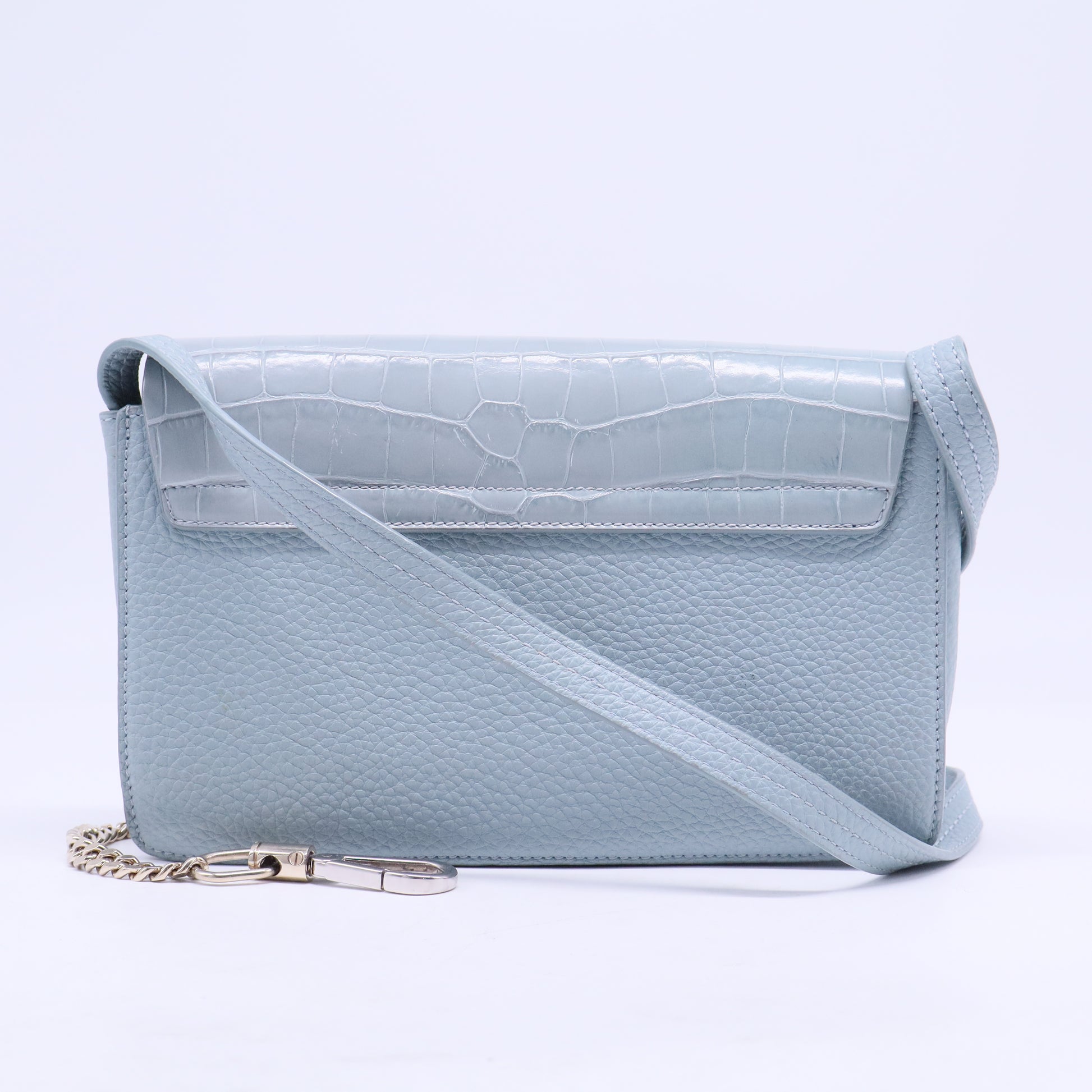 Faye Shoulder Bag Crocodile Embossed Leather Small B20822