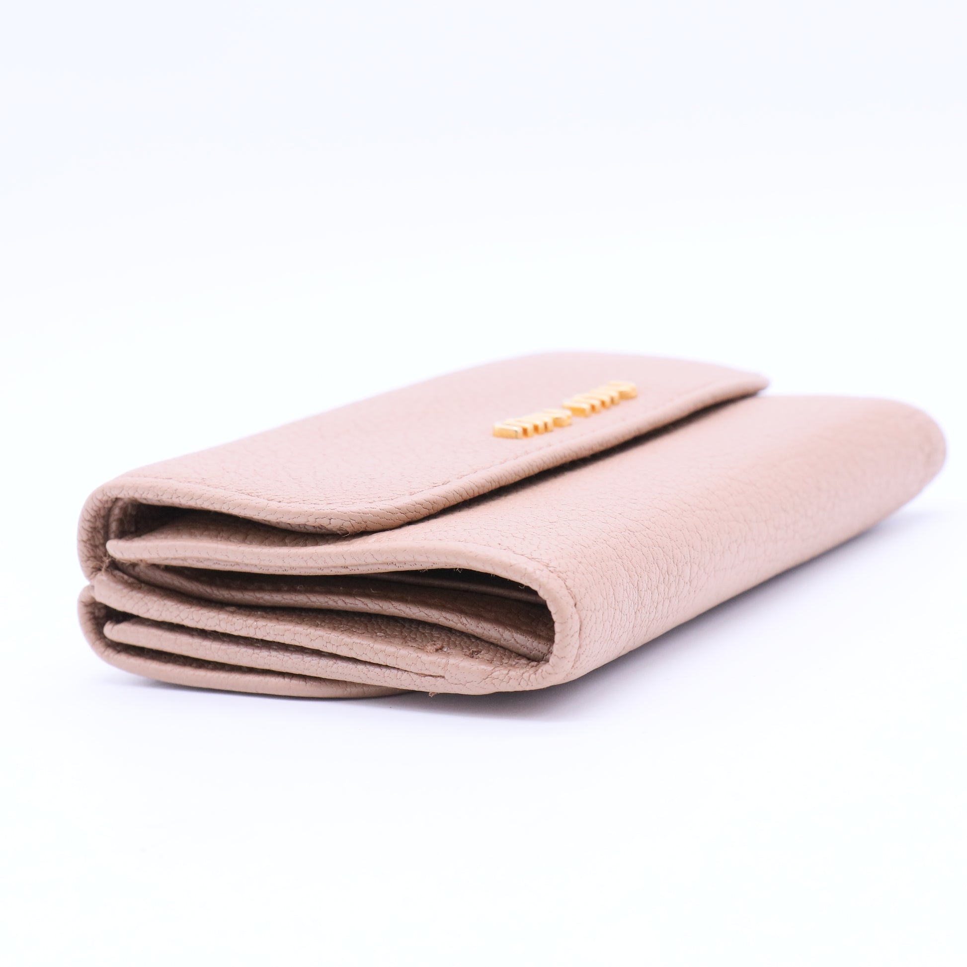 Pink Madras Leather Compact Wallet