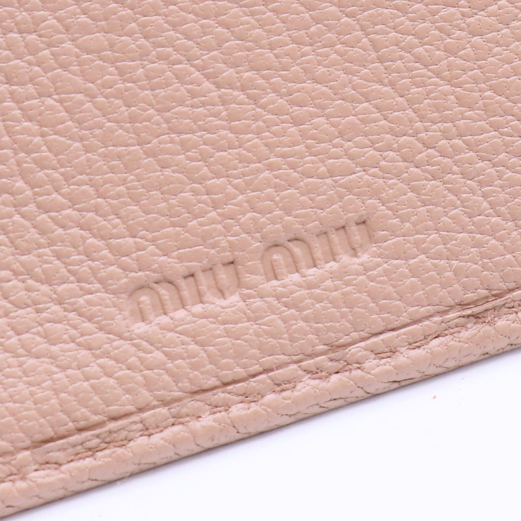 Pink Madras Leather Compact Wallet