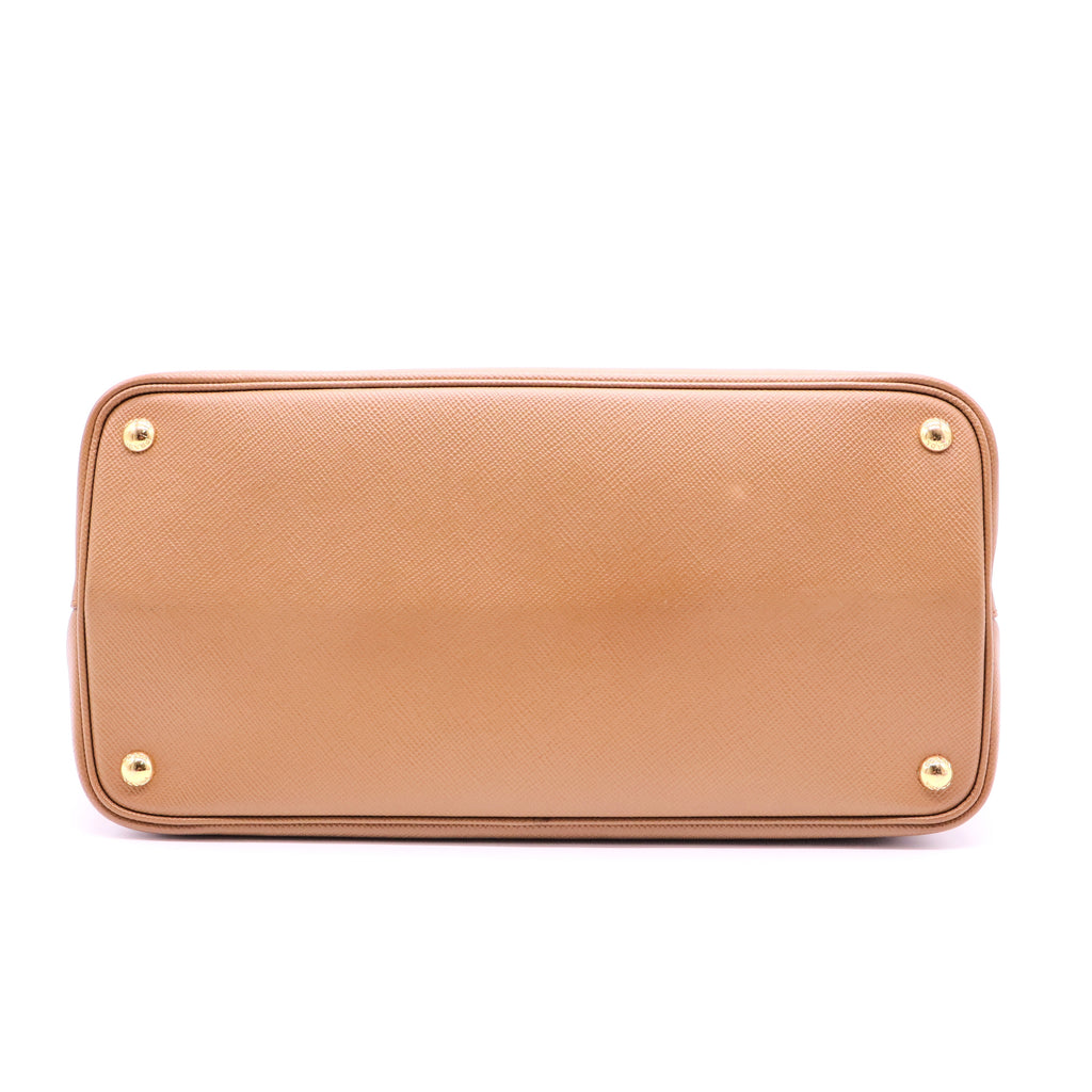 Saffiano Cuir Large Double Bag Noisette Papaya