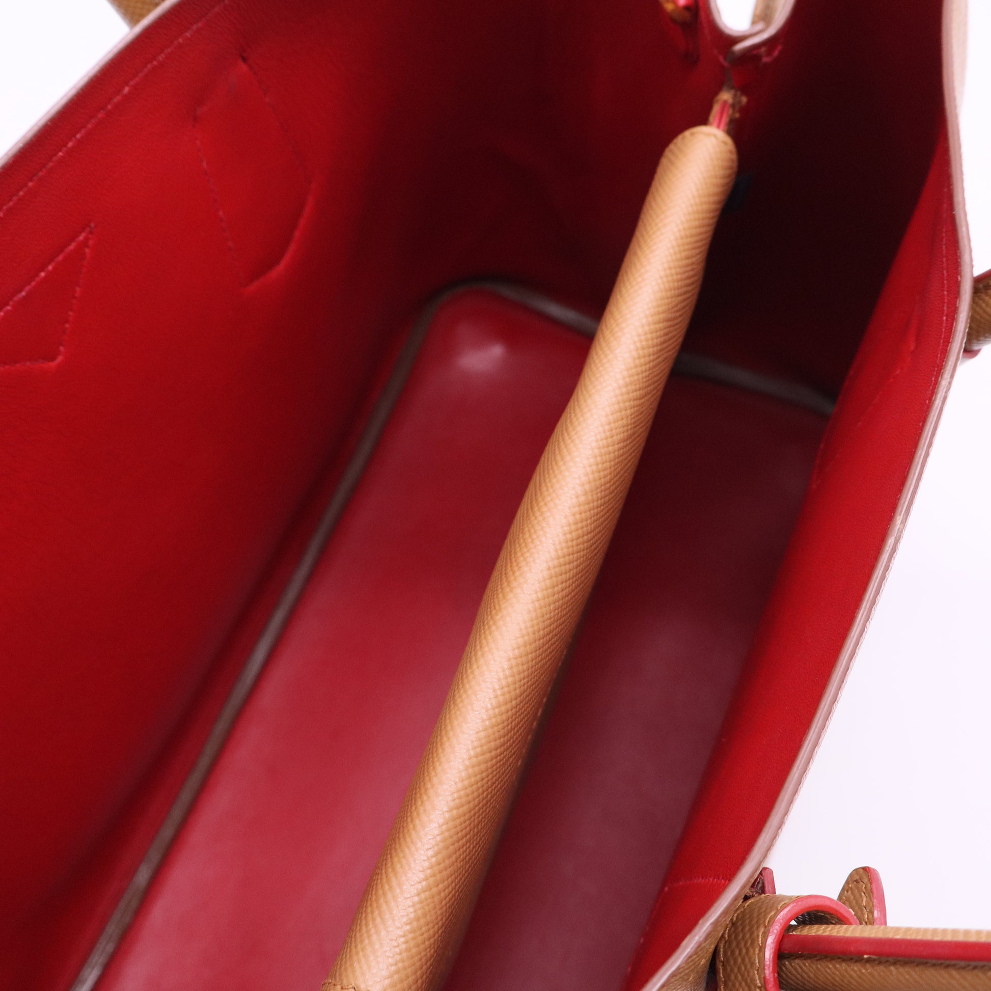 Saffiano Cuir Large Double Bag Noisette Papaya