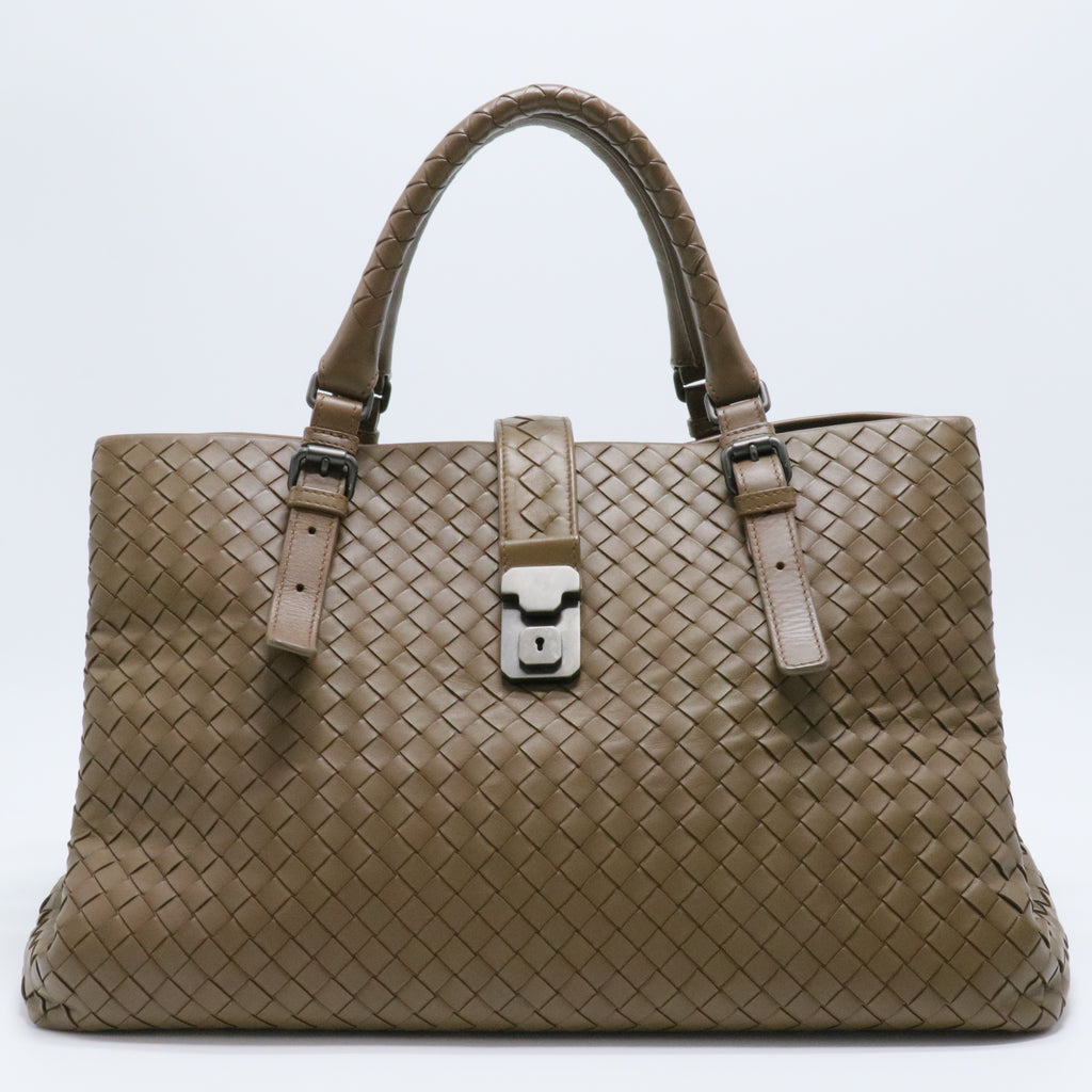 Bottega Veneta Brown Intrecciato Leather Medium Roma Tote