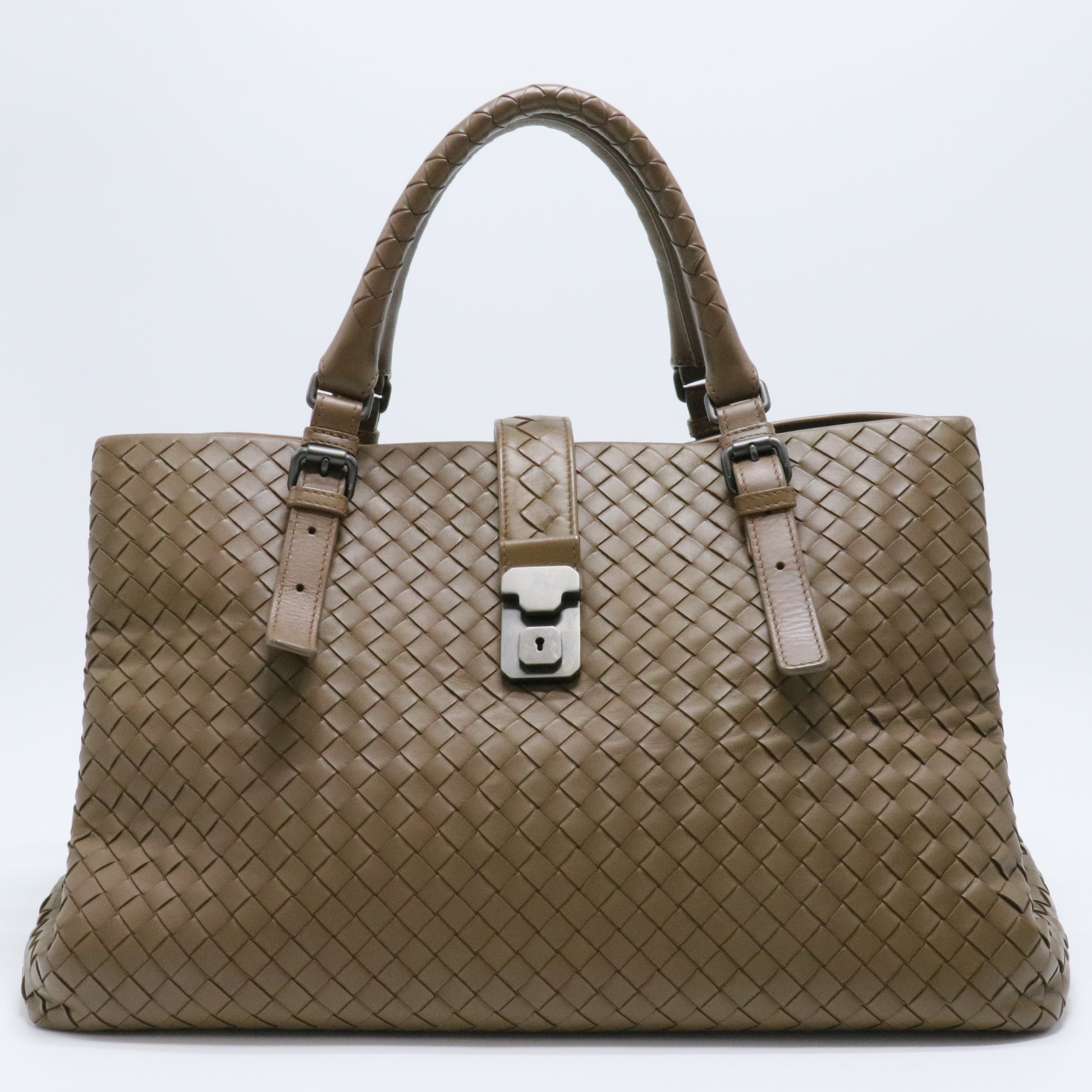 Bottega Veneta Brown Intrecciato Leather Medium Roma Tote
