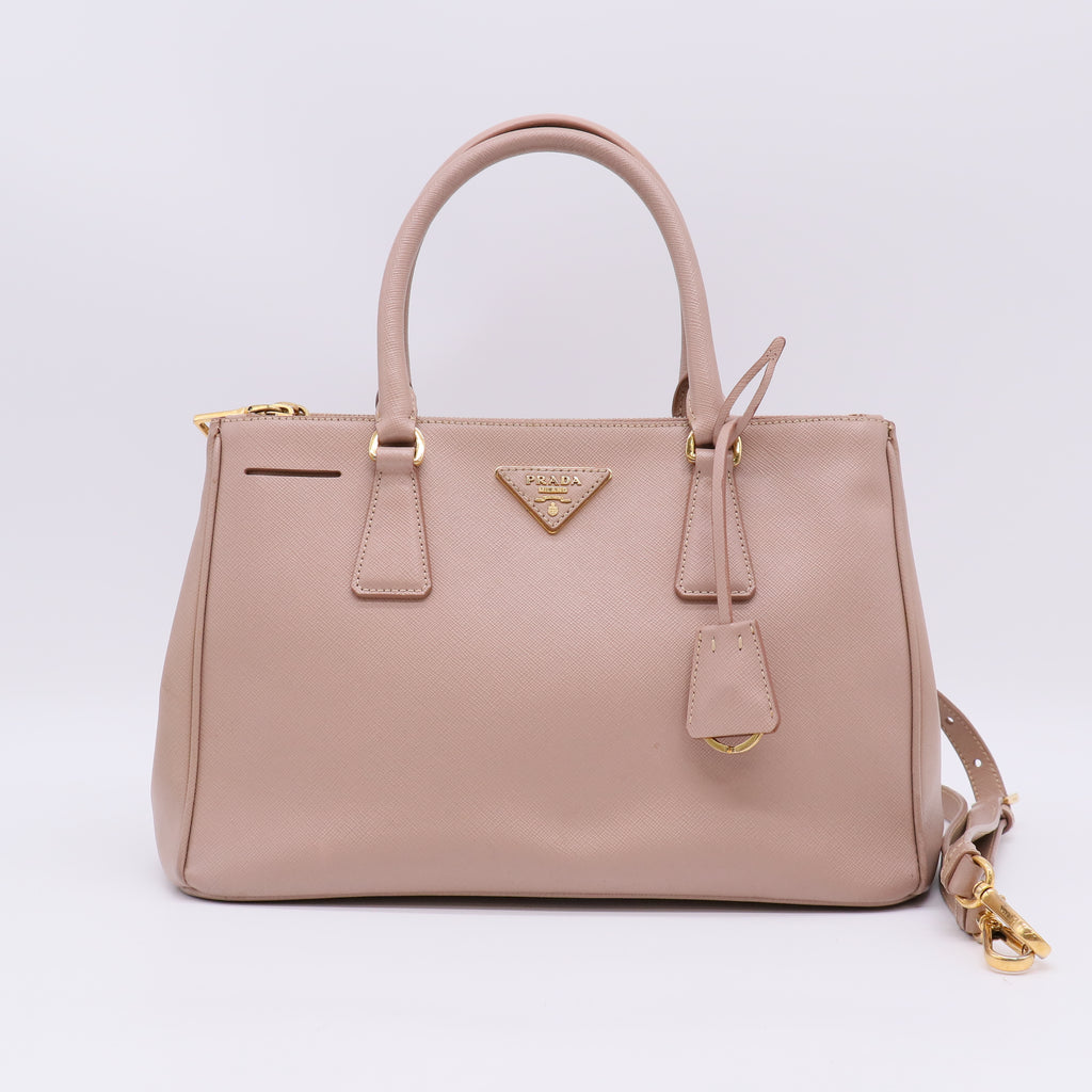 Prada Medium Galleria Double Zip Tote in Saffiano Lux Leather B23054
