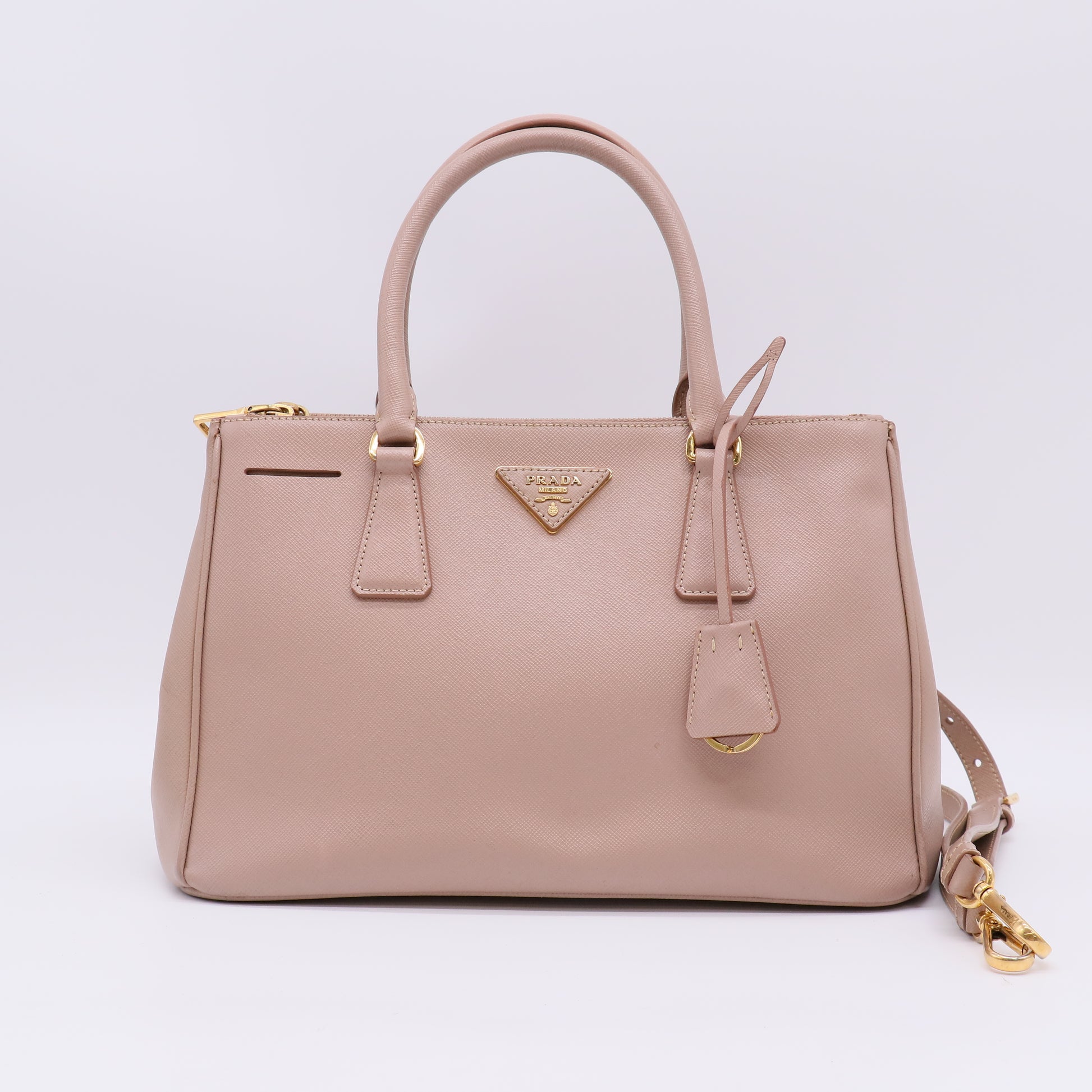 Prada Medium Galleria Double Zip Tote in Saffiano Lux Leather B23054