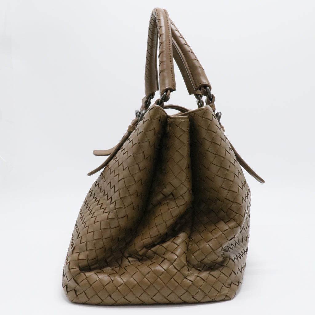 Bottega Veneta Brown Intrecciato Leather Medium Roma Tote