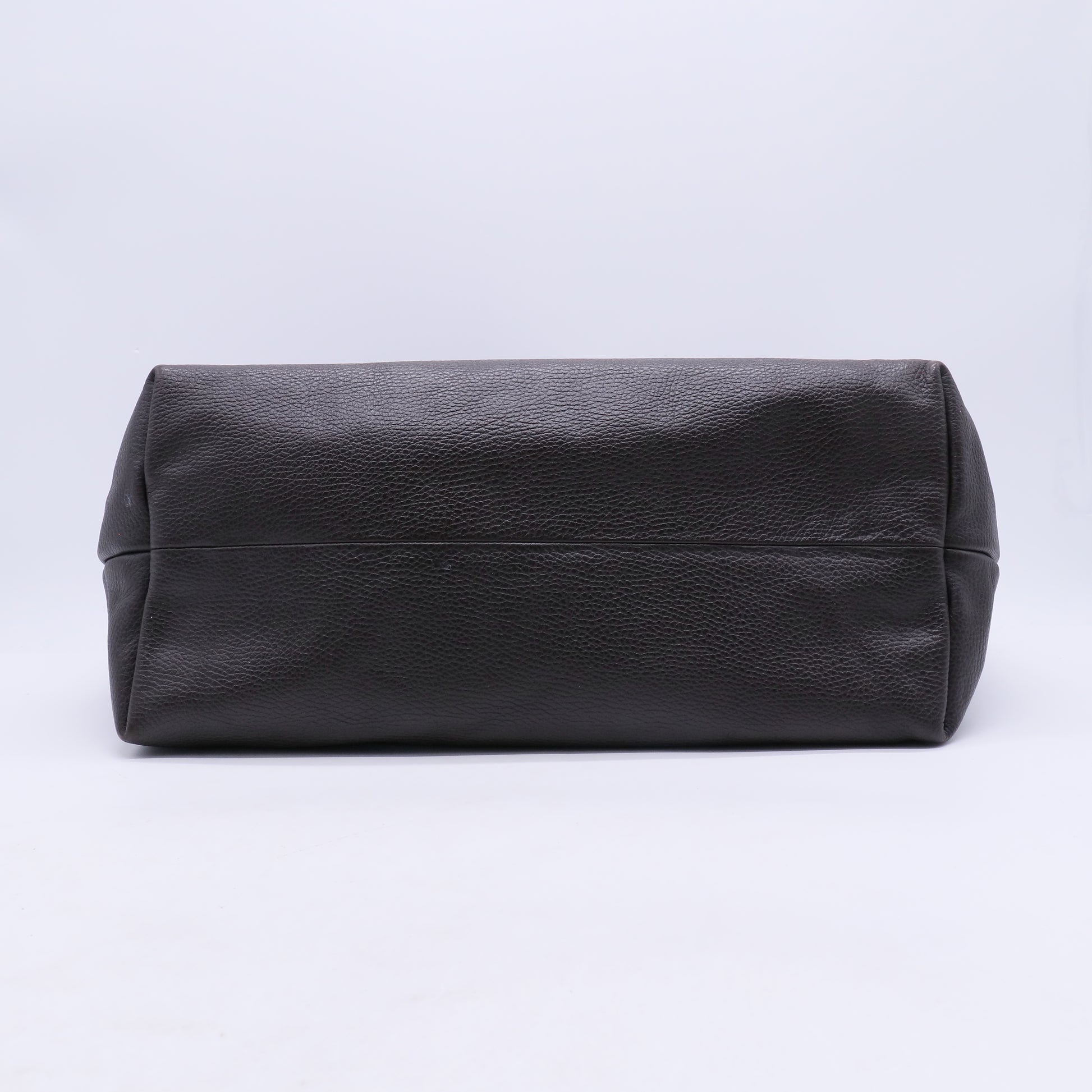 Pebbled Calfskin Bamboo Tassel Tote Dark Brown B21264