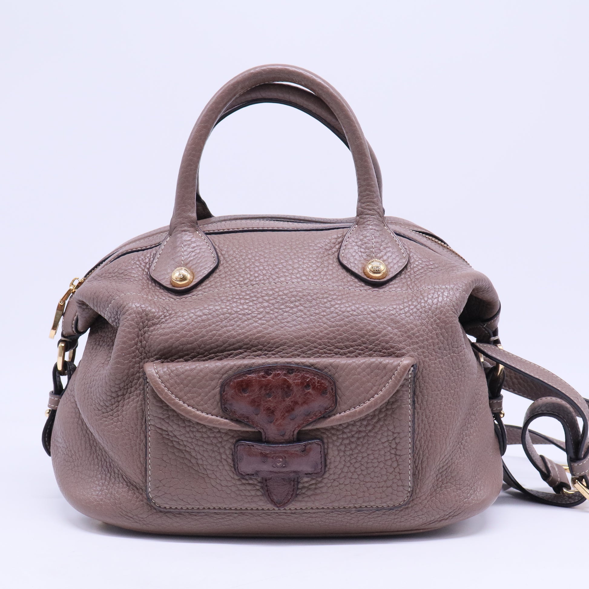Ostrich-Trimmed May 36 Bag