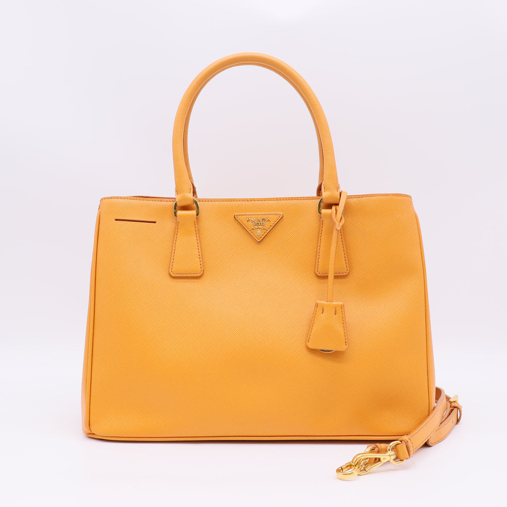 Prada Orange Saffiano Lux Leather Small Galleria Tote B23022