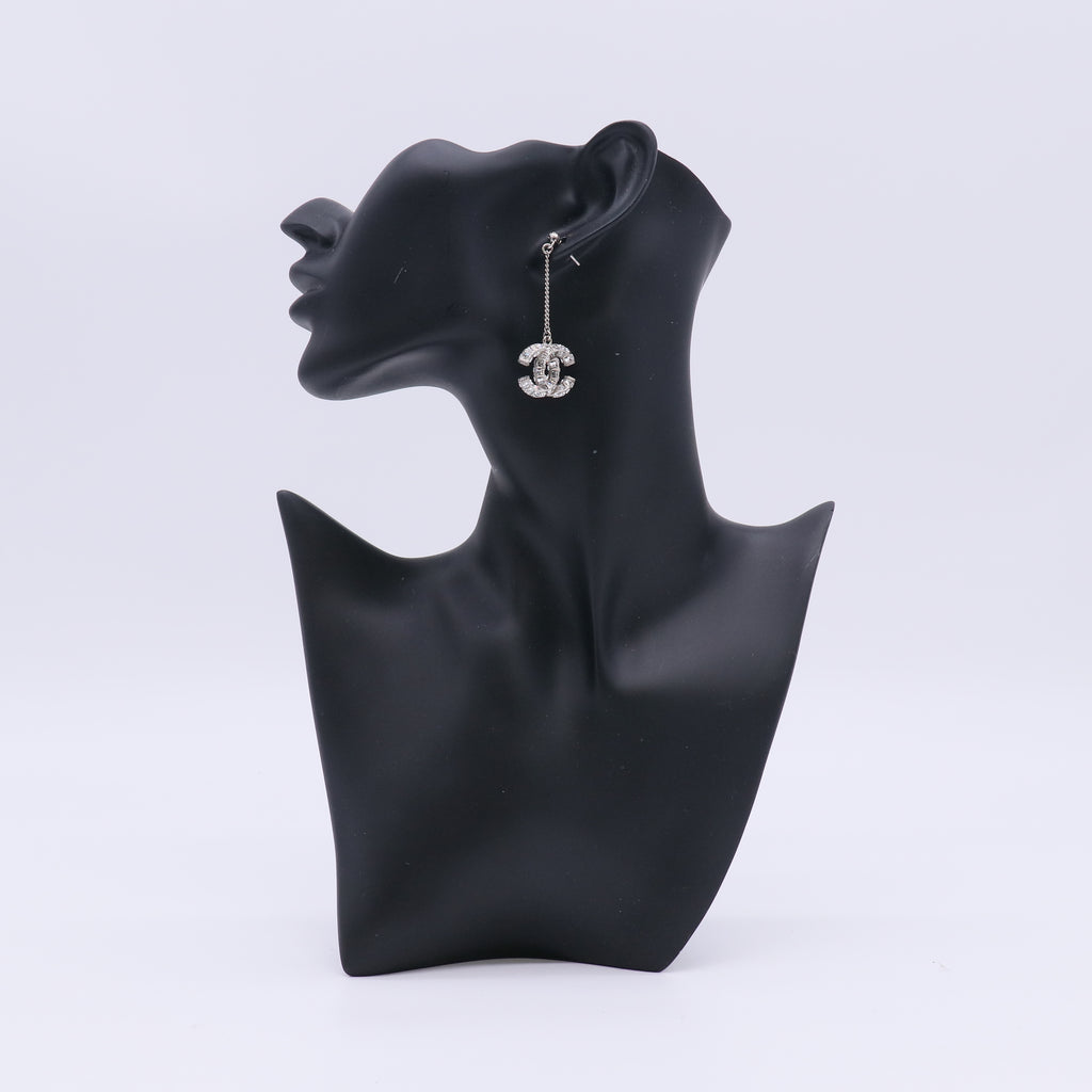 Baguette Crystal CC Drop Earrings Silver W22973