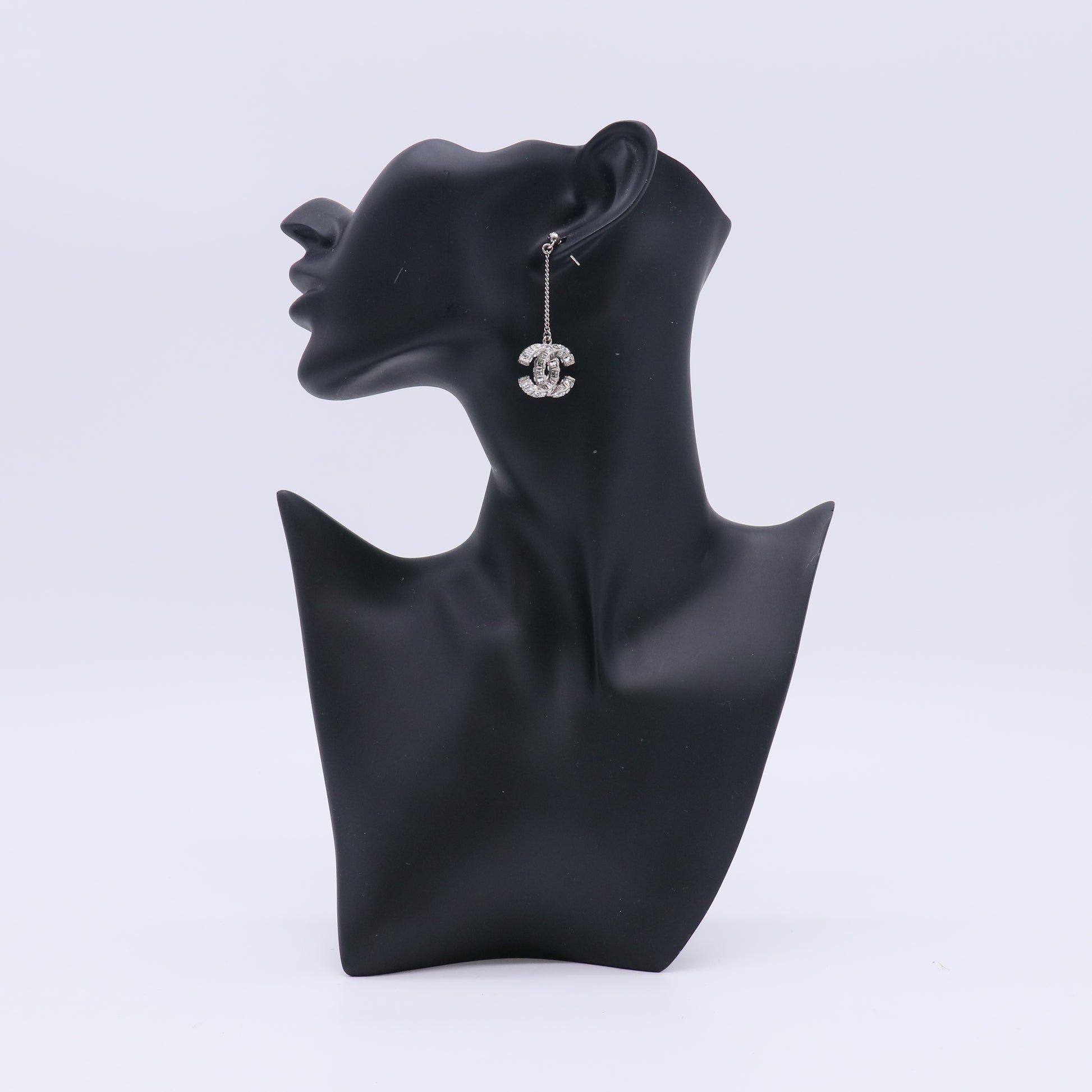 Baguette Crystal CC Drop Earrings Silver W22973