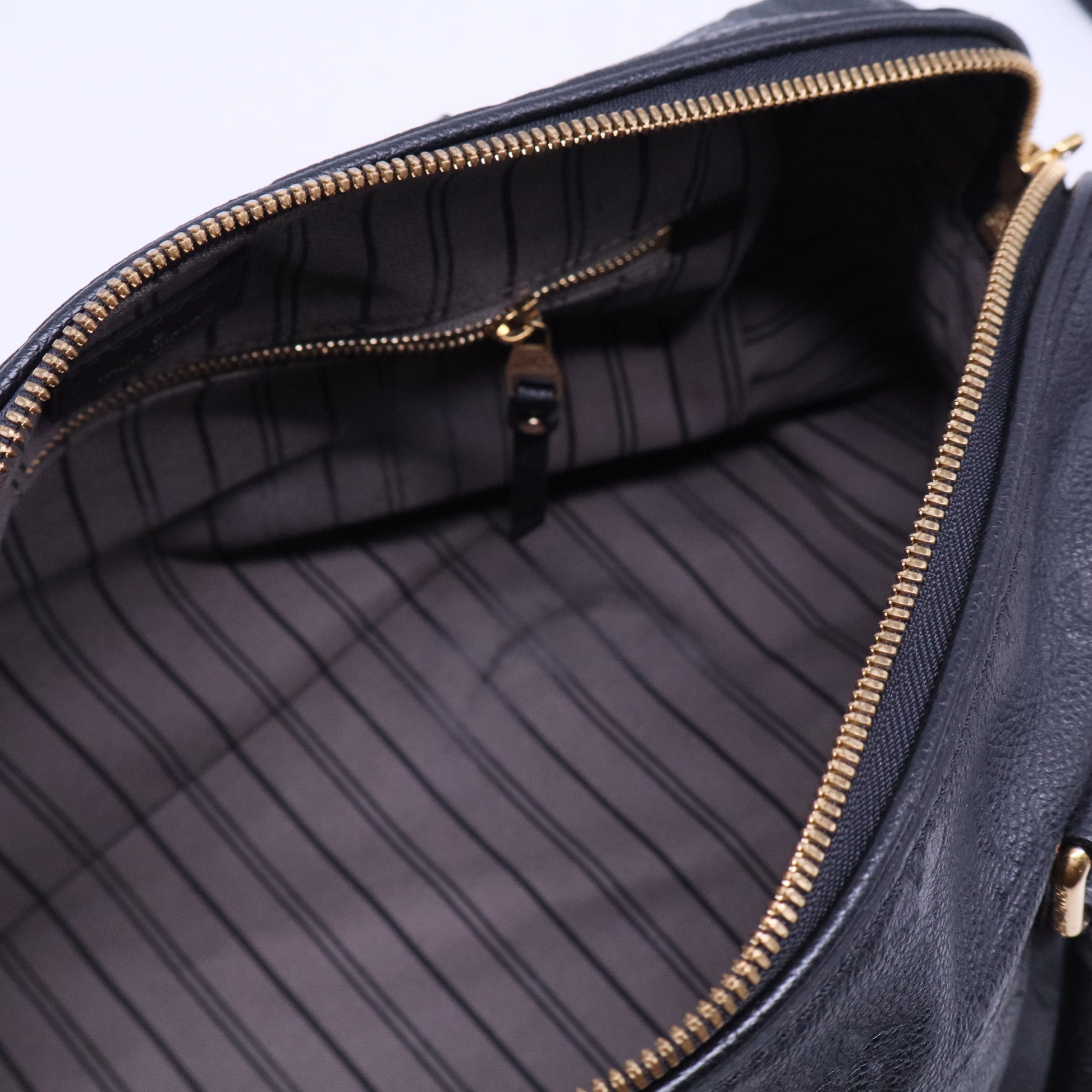 Louis Vuitton Black infini Monogram Empreinte Leather Speedy Bandouliere 30 Bag twins B20791