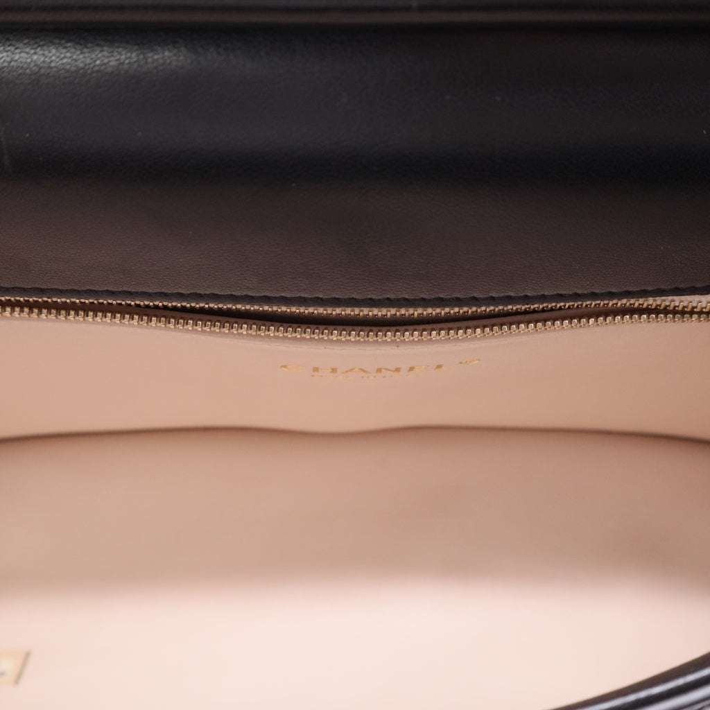 Chanel Lambskin Stitched Coco Luxe Medium Flap Black LDJ2656 twins