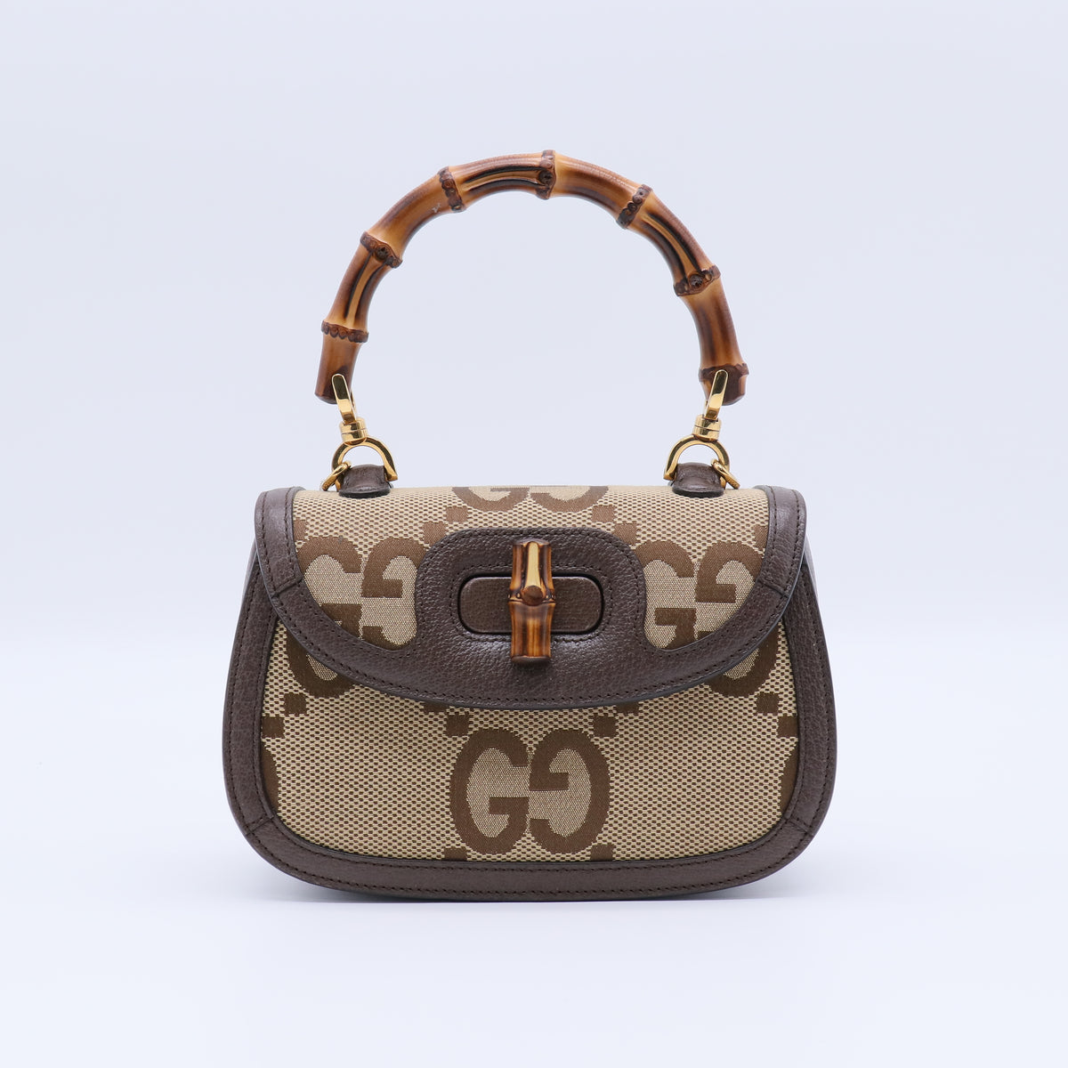 Gucci Bamboo 1947 Top Handle Bag Jumbo GG Canvas Small Twins LDJ4007
