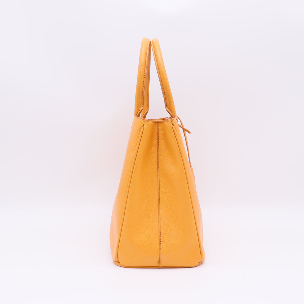 Prada Orange Saffiano Lux Leather Small Galleria Tote B23022