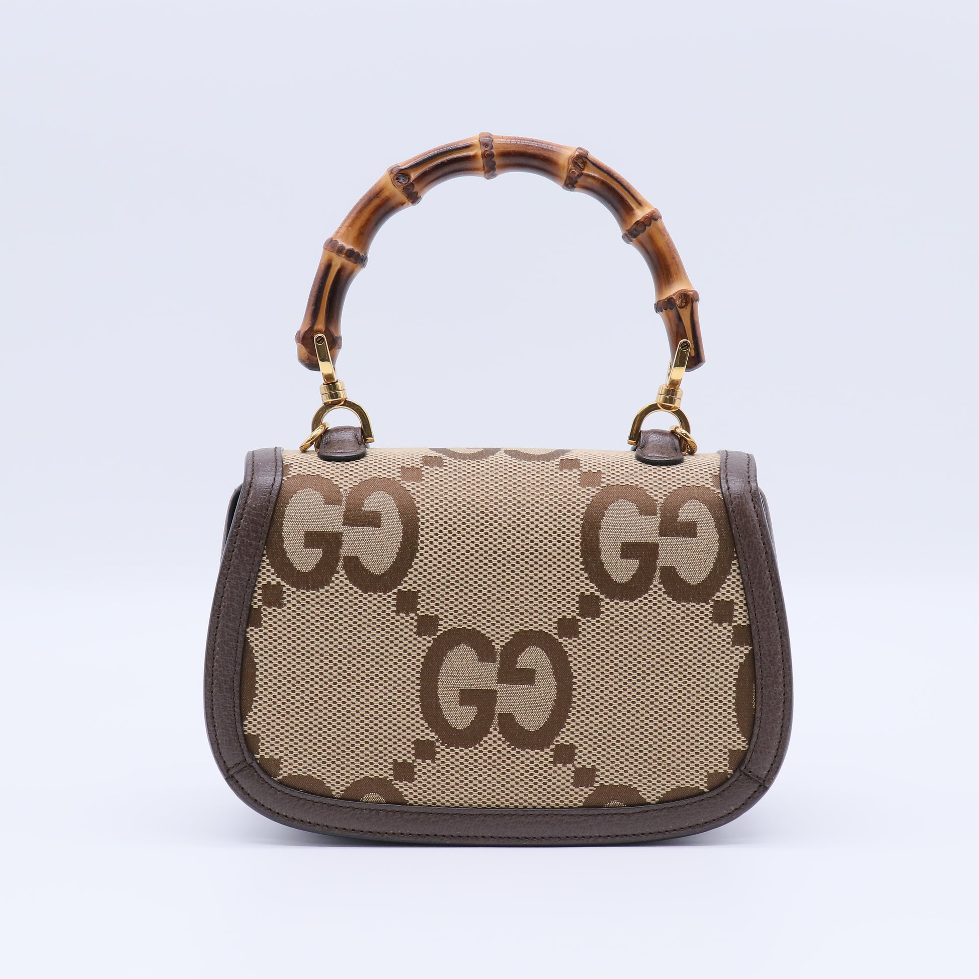 Gucci Bamboo 1947 Top Handle Bag Jumbo GG Canvas Small Twins LDJ4007