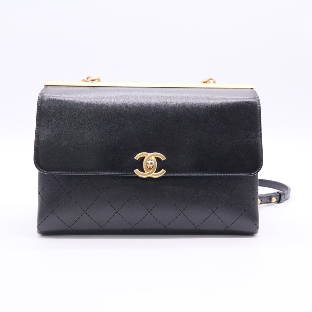 Chanel Lambskin Stitched Coco Luxe Medium Flap Black LDJ2656 twins