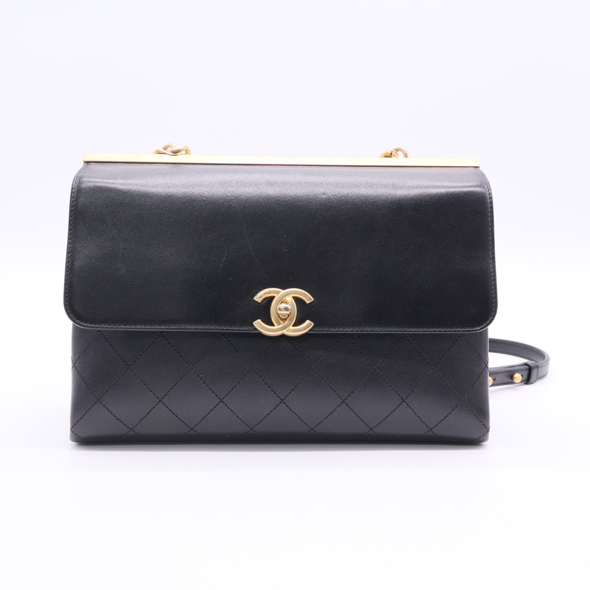 Chanel Lambskin Stitched Coco Luxe Medium Flap Black LDJ2656 twins