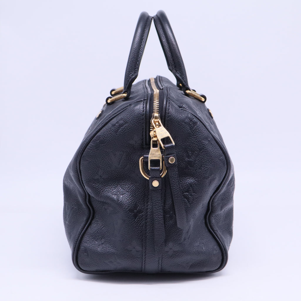 Louis Vuitton Black infini Monogram Empreinte Leather Speedy Bandouliere 30 Bag twins B20791