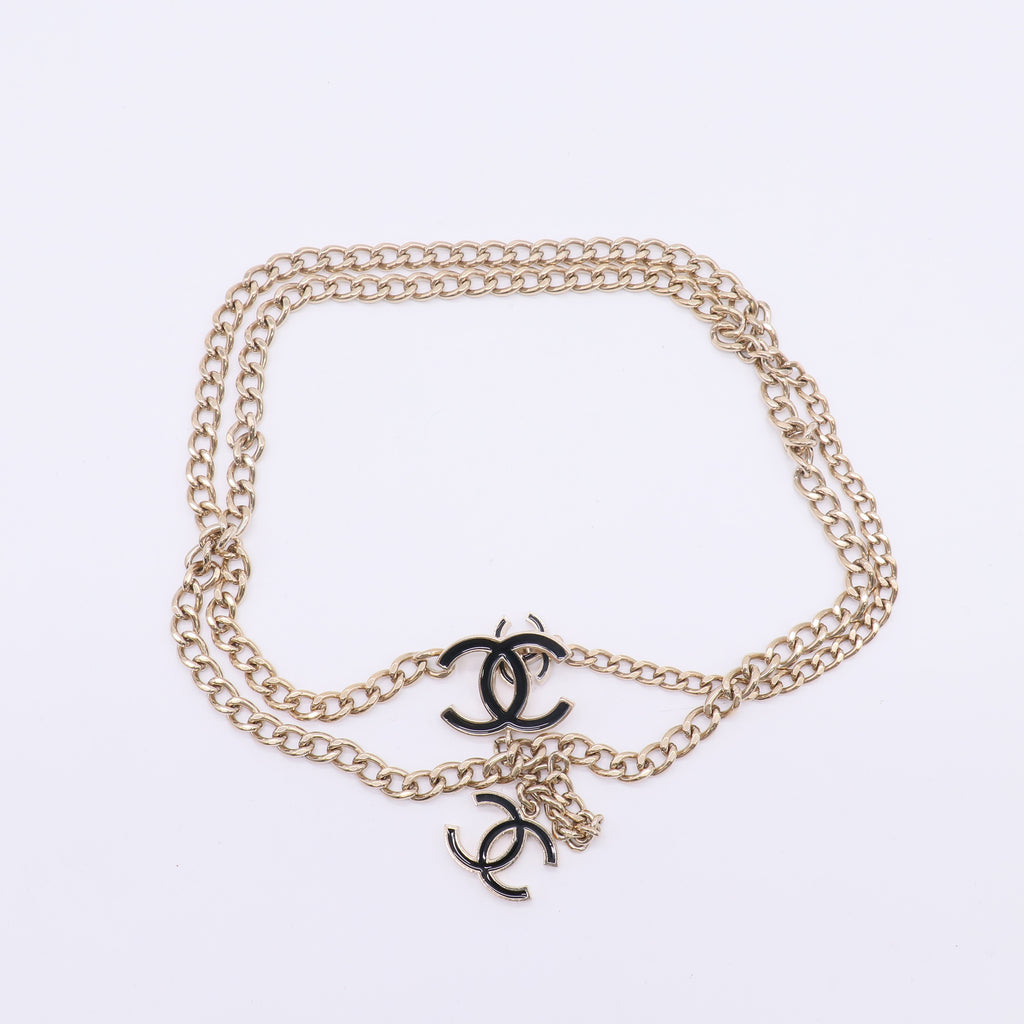 Chanel Gold Tone Enamel CC Charm Chain Belt W22950