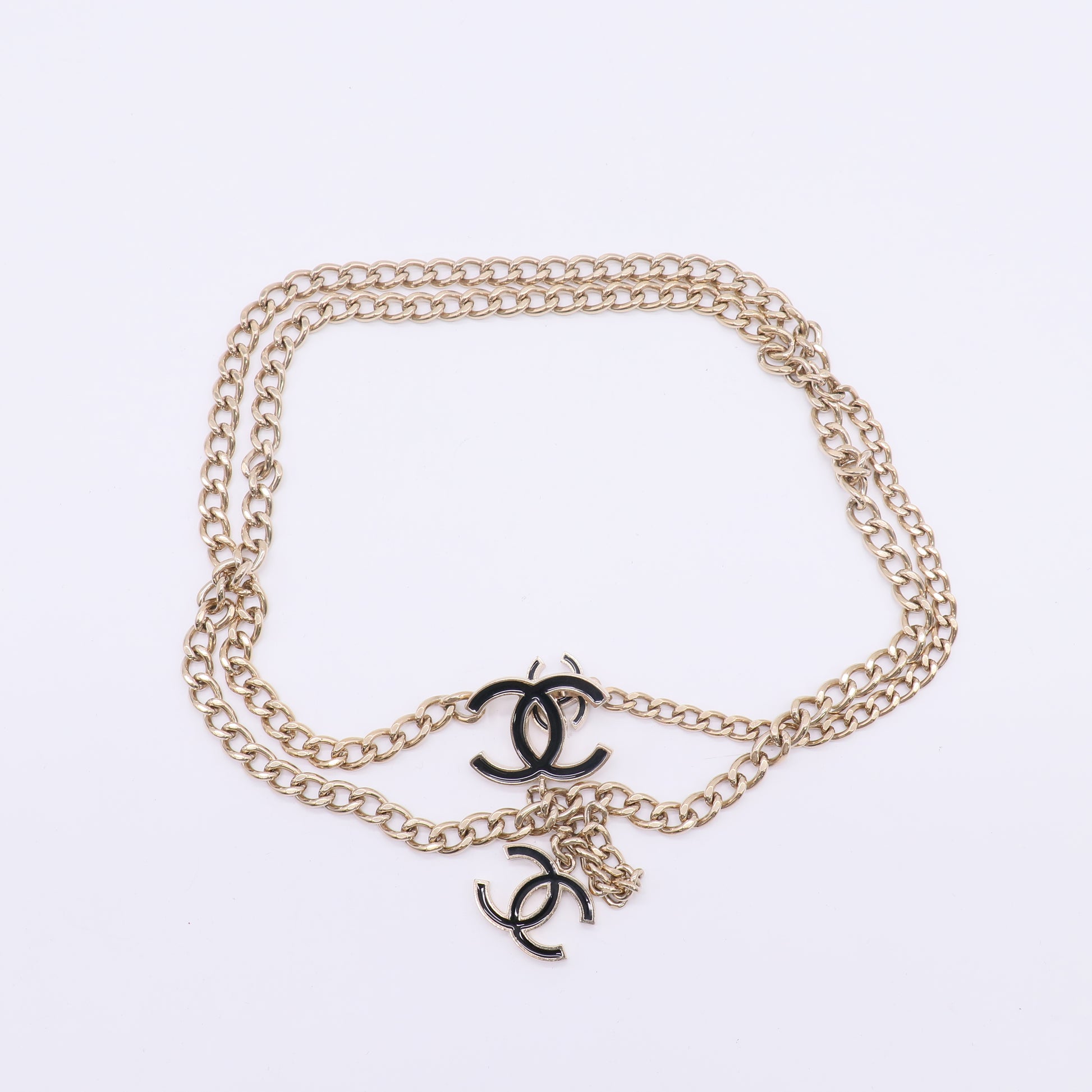 Chanel Gold Tone Enamel CC Charm Chain Belt W22950
