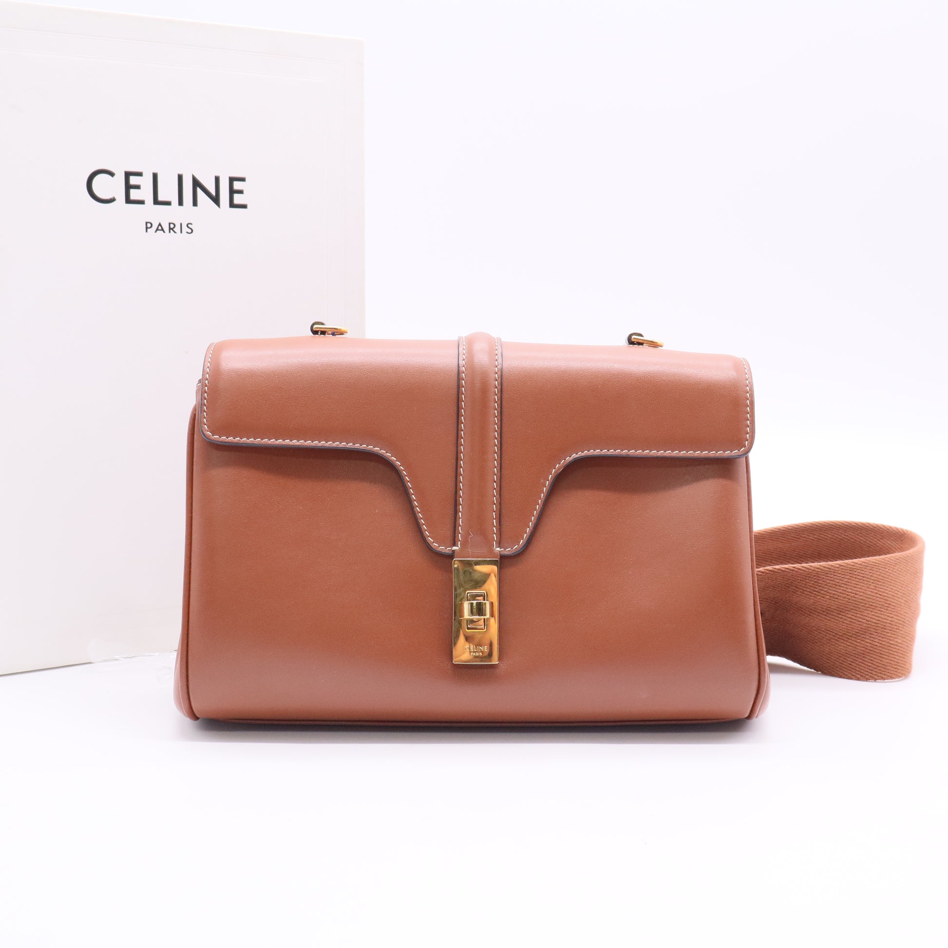 Celine Smooth Calfskin Teen Soft 16 Shoulder Bag Tan LDJ2657 twins