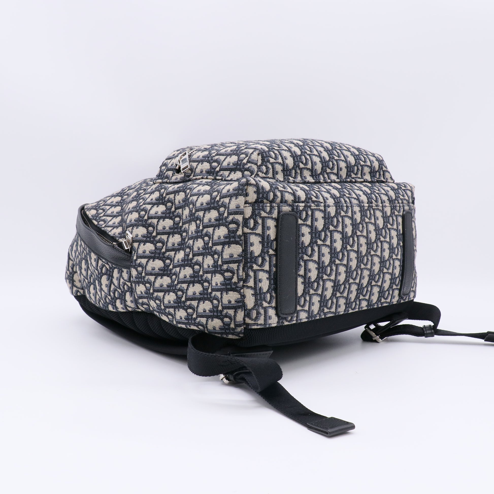 Christian Dior Navy Blue Dior Oblique Canvas Rider Backpack Bag twins LDZ264