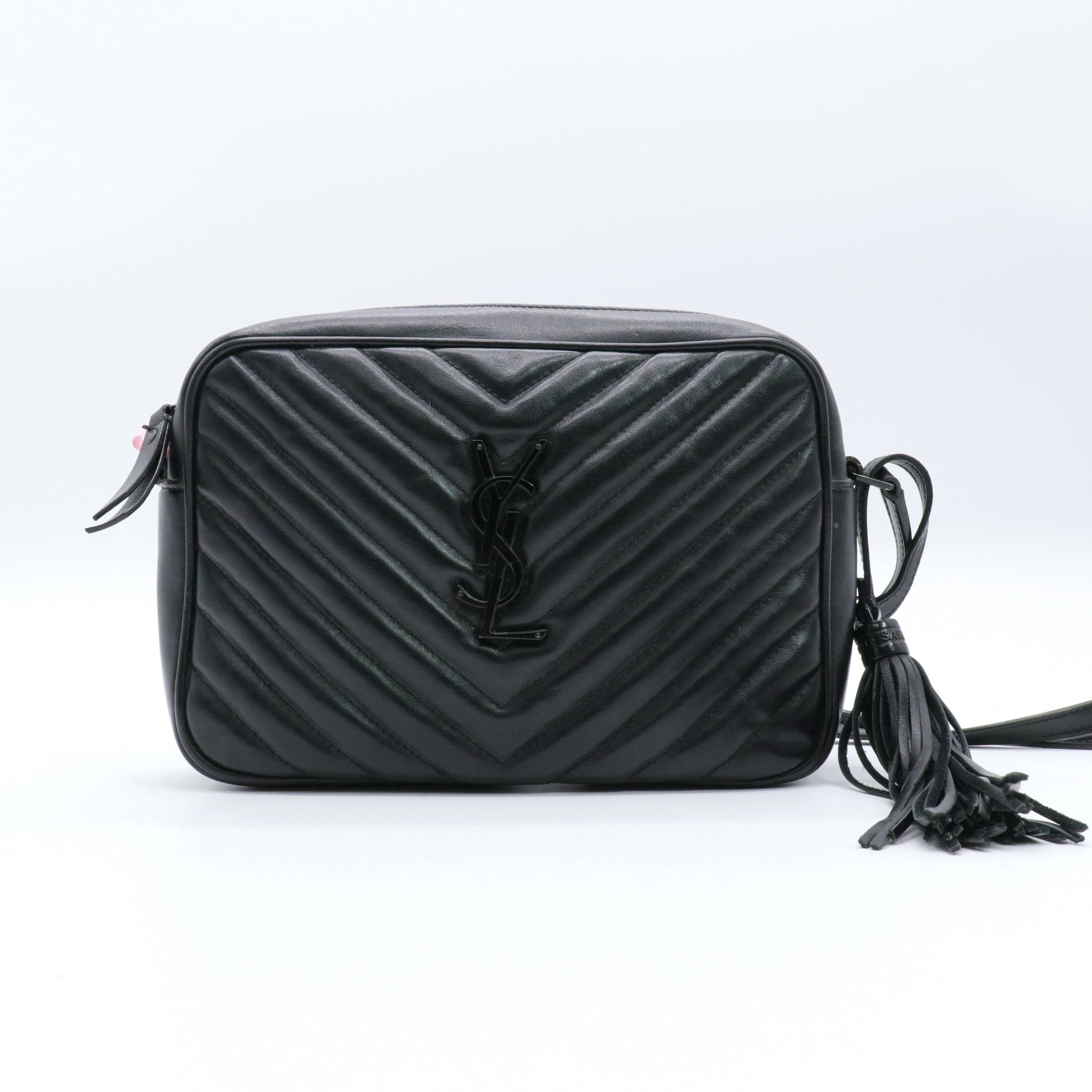 Calfskin Matelasse Monogram Monochrome Lou Camera Bag Black twins