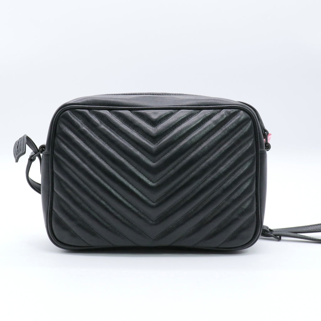 Calfskin Matelasse Monogram Monochrome Lou Camera Bag Black twins