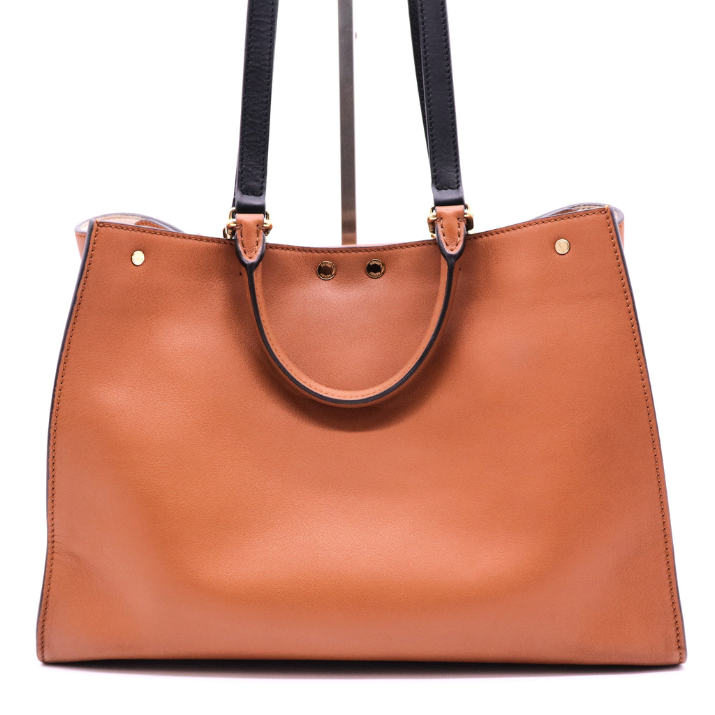 Brown Fendi Small Leather Peekaboo X Tote Satche