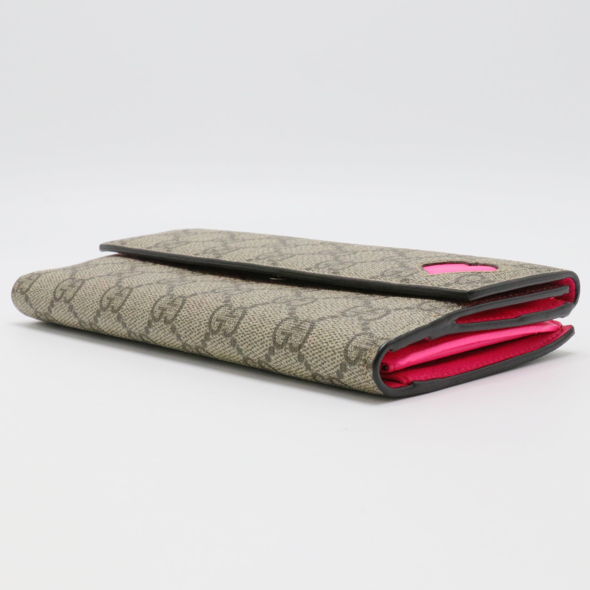 GG Supreme Monogram Continental Heart Wallet