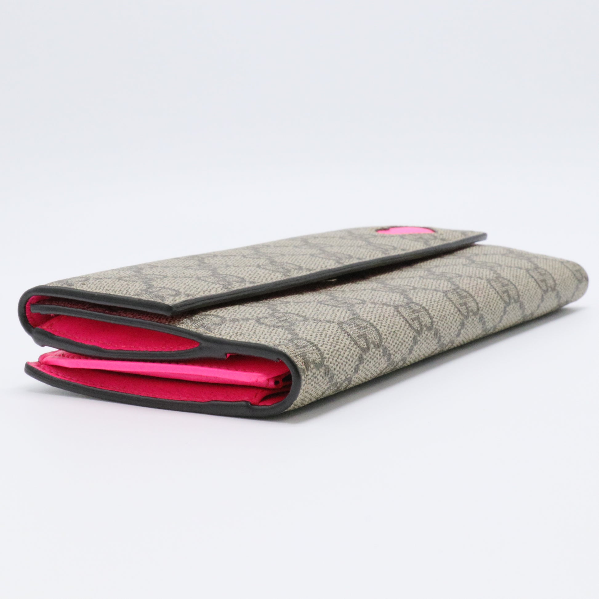 GG Supreme Monogram Continental Heart Wallet