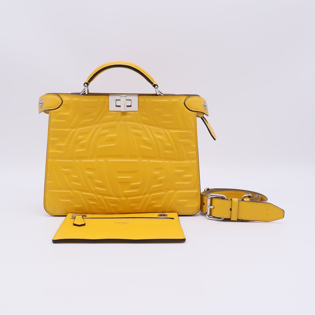 Fendi x Sarah Coleman Peekaboo ISeeU Bag Fish-Eye FF Embossed Leather Mini Twins LDZ246