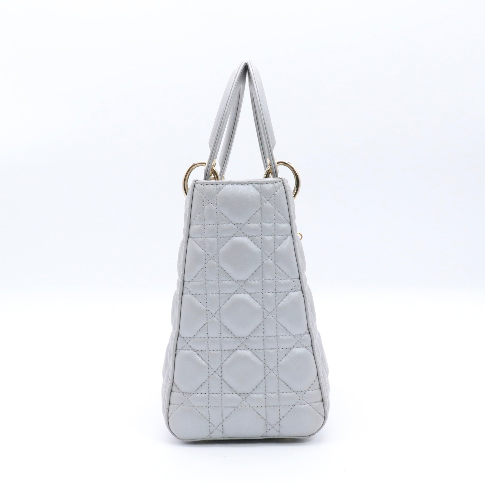 Pearly Lambskin Cannage Medium Lady Dior Grey twins