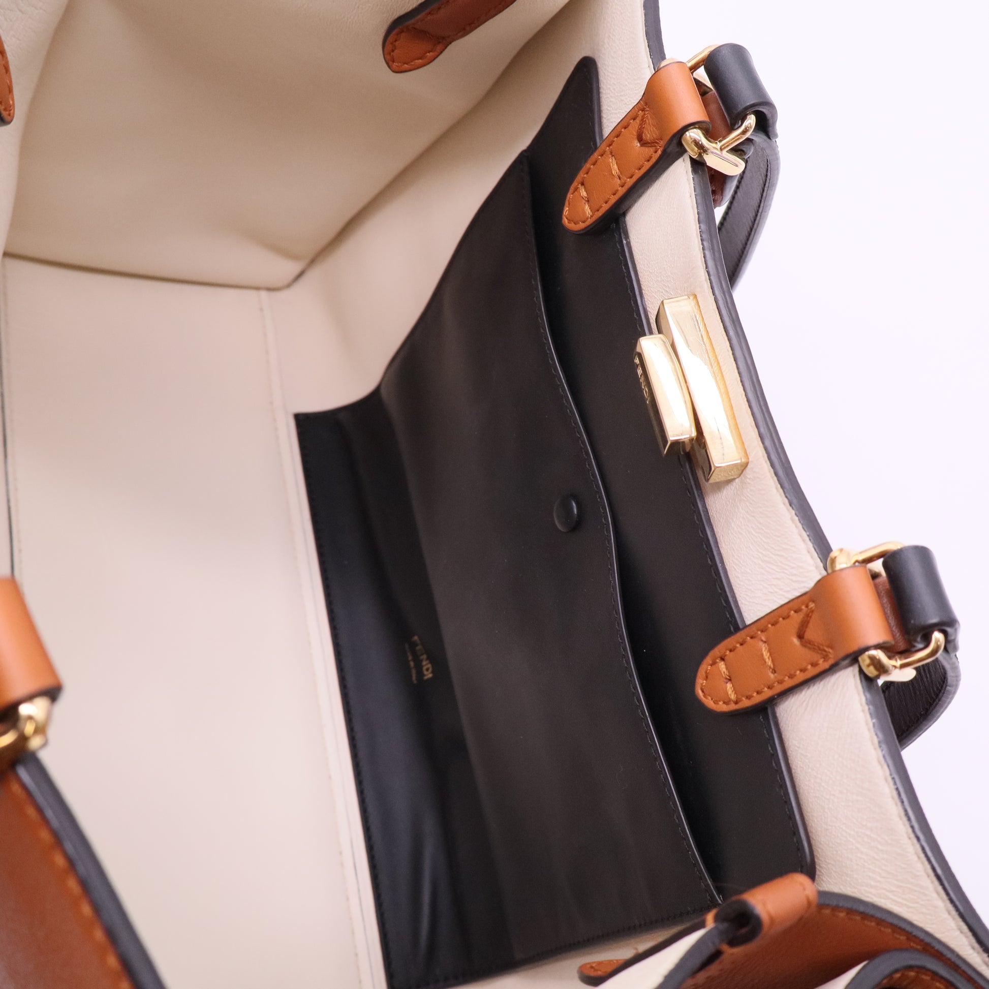 Brown Fendi Small Leather Peekaboo X Tote Satche