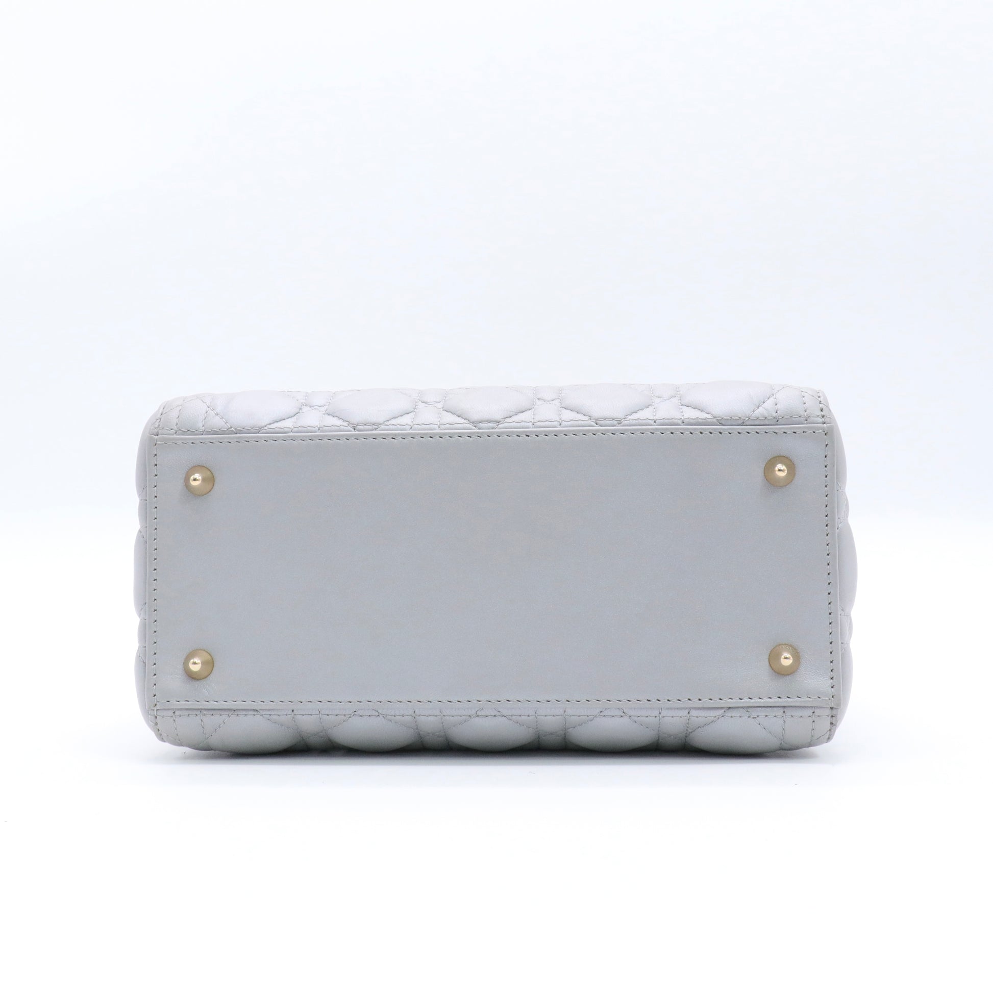 Pearly Lambskin Cannage Medium Lady Dior Grey twins